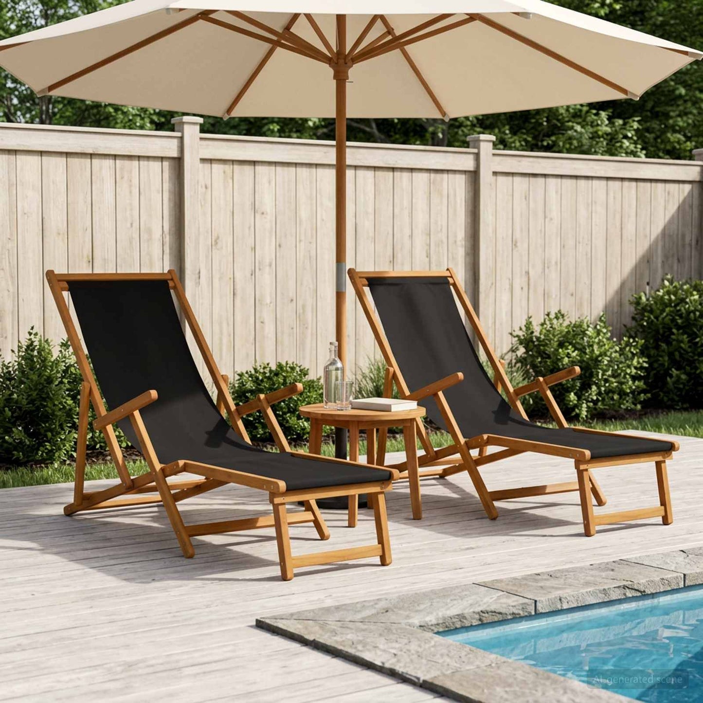 Klappbare Sonnenliege 2 pcs 3 Position Massives Eukalyptus Holz
