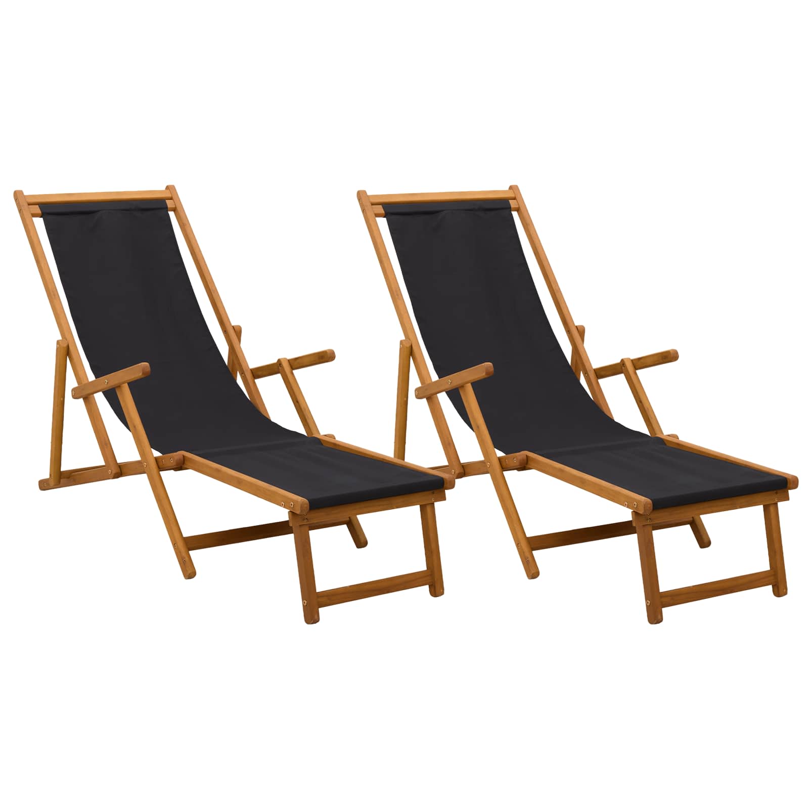 Klappbare Sonnenliege 2 pcs 3 Position Massives Eukalyptus Holz