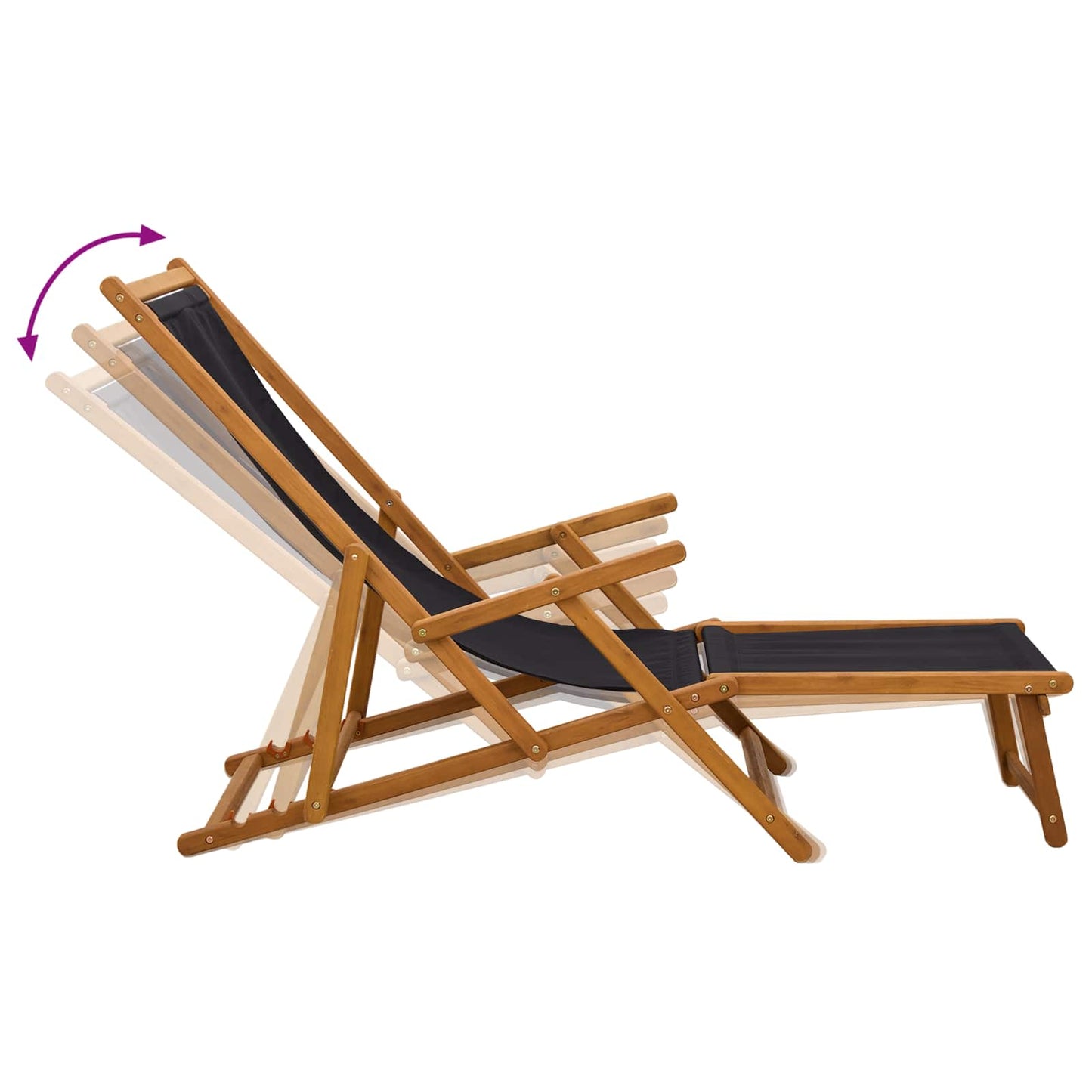 Klappbare Sonnenliege 2 pcs 3 Position Massives Eukalyptus Holz