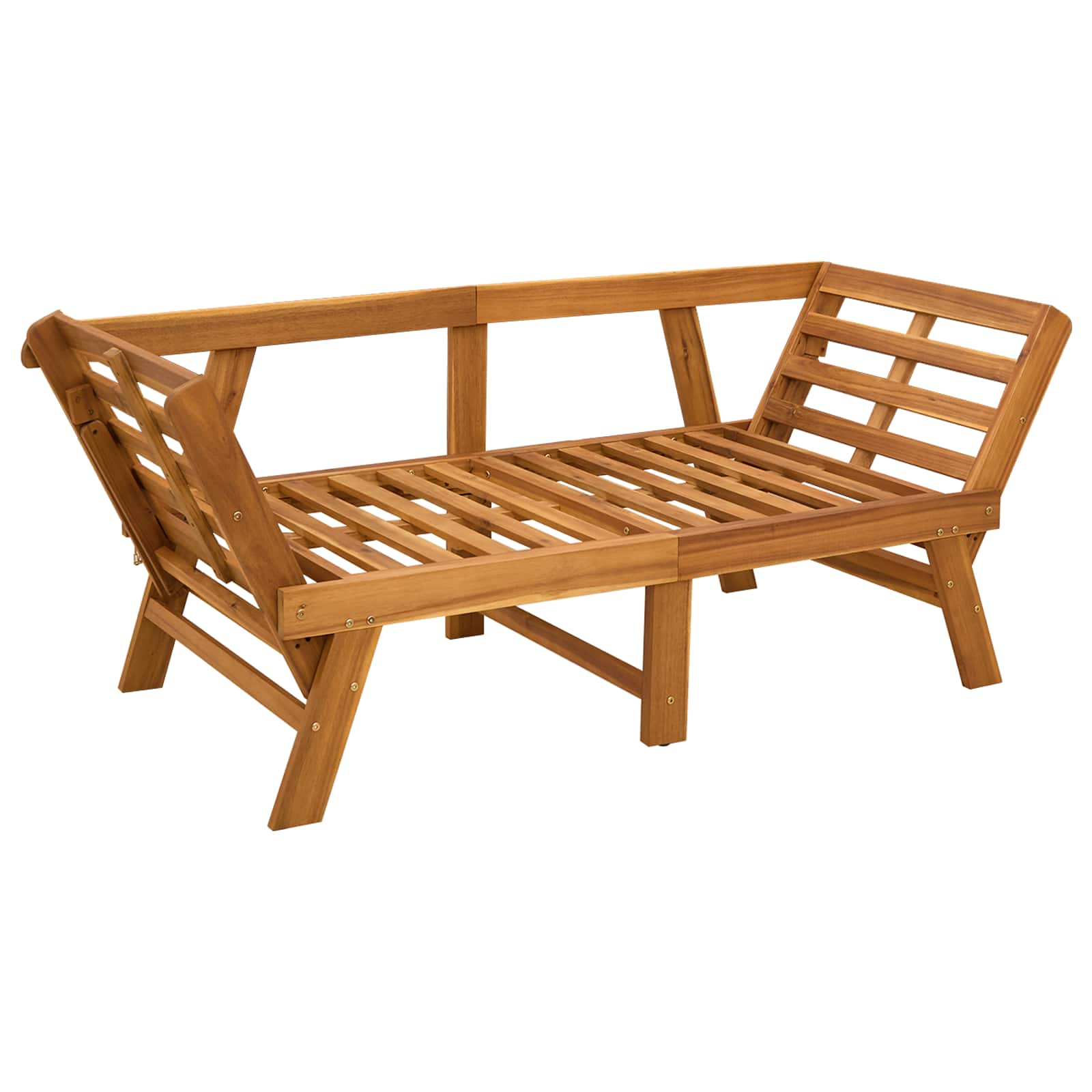 3-in-1 Gartenbank mit Kissen Massives Akazienholz Natur