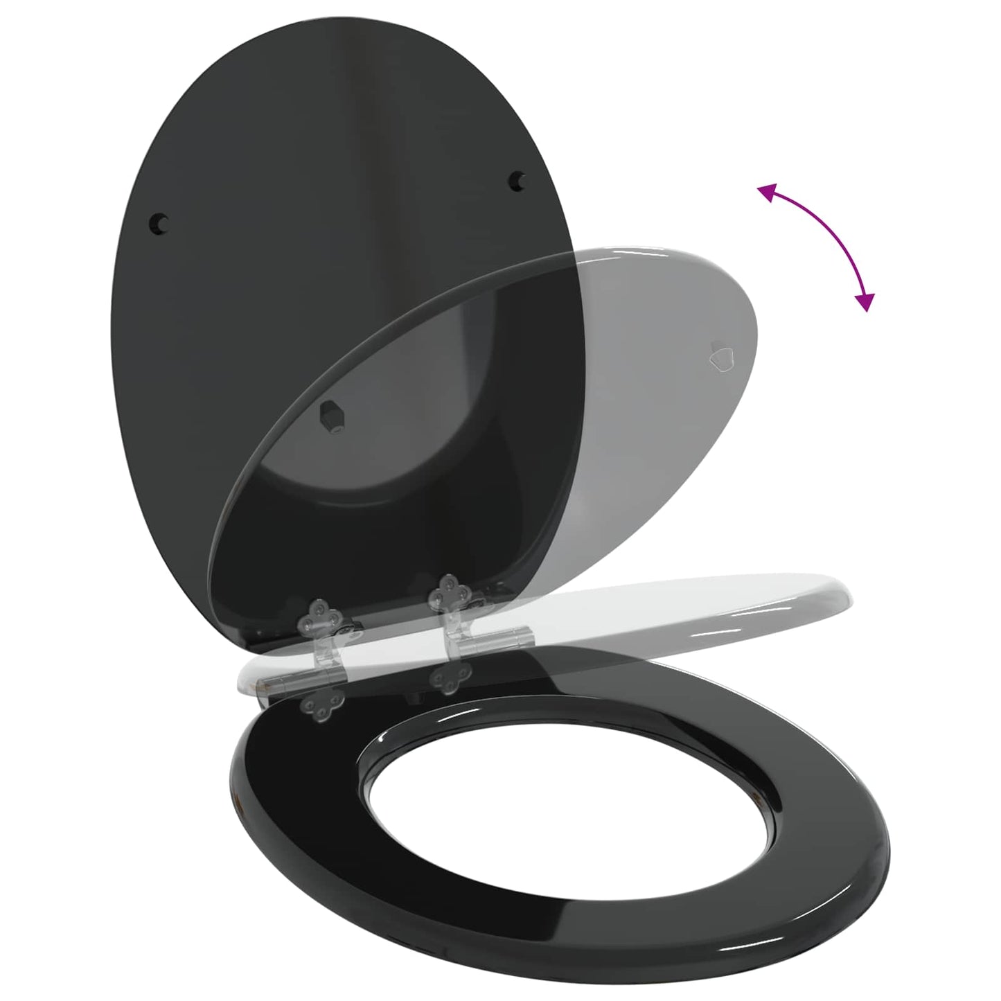 Soft-Close Toilet Seat Schwarz 44 x 38 cm MDF-Platte