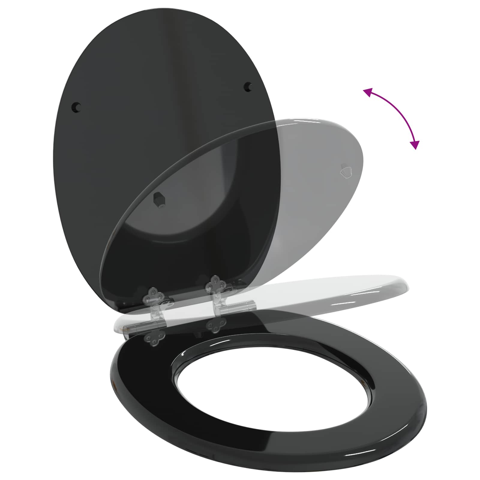 Soft-Close Toilet Seat Schwarz 44 x 38 cm MDF-Platte