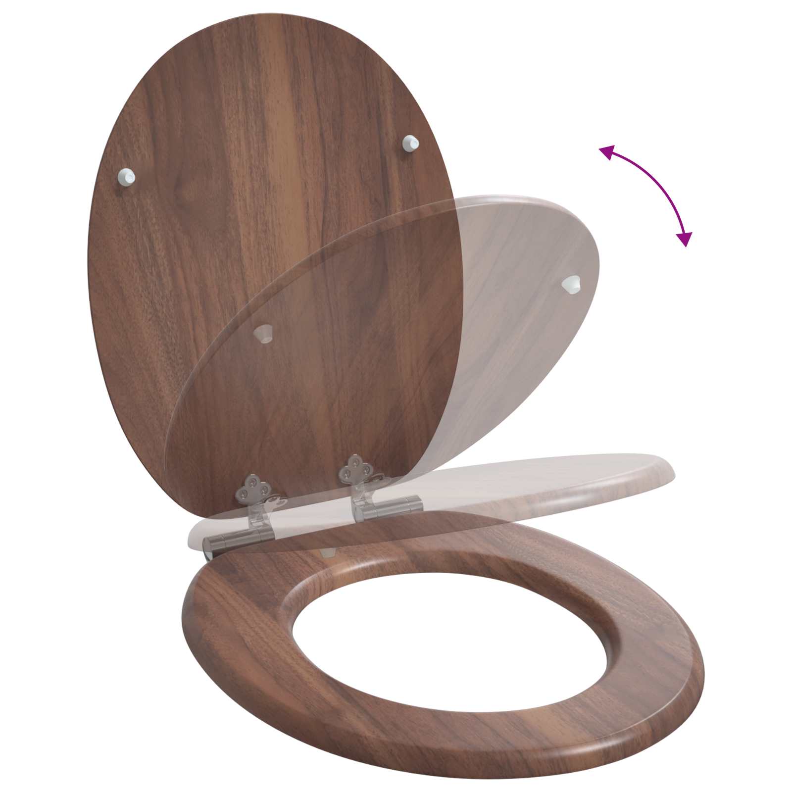 Soft-Close Toilet Seat Braun 44 x 38 cm MDF-Platte
