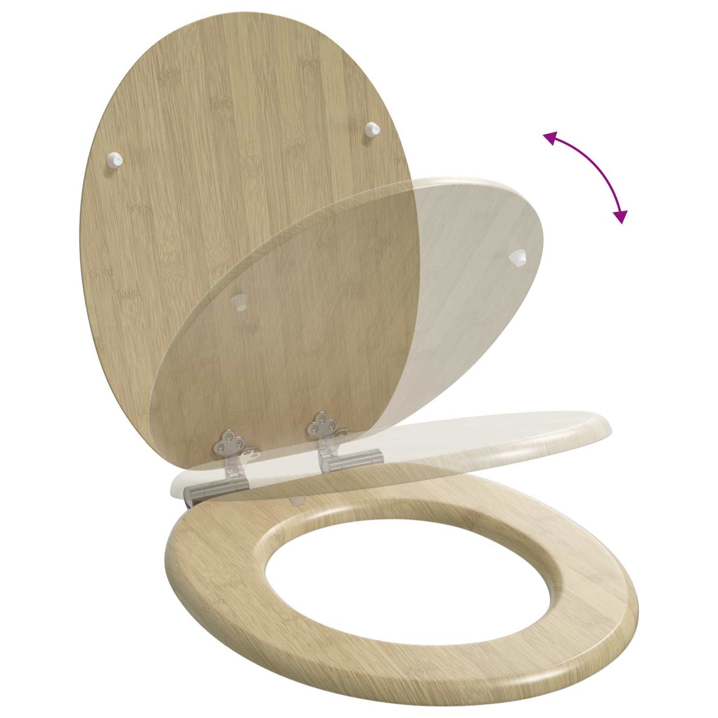 Soft-Close Toilet Seat Heller Bambusfarbton 44 x 38 cm