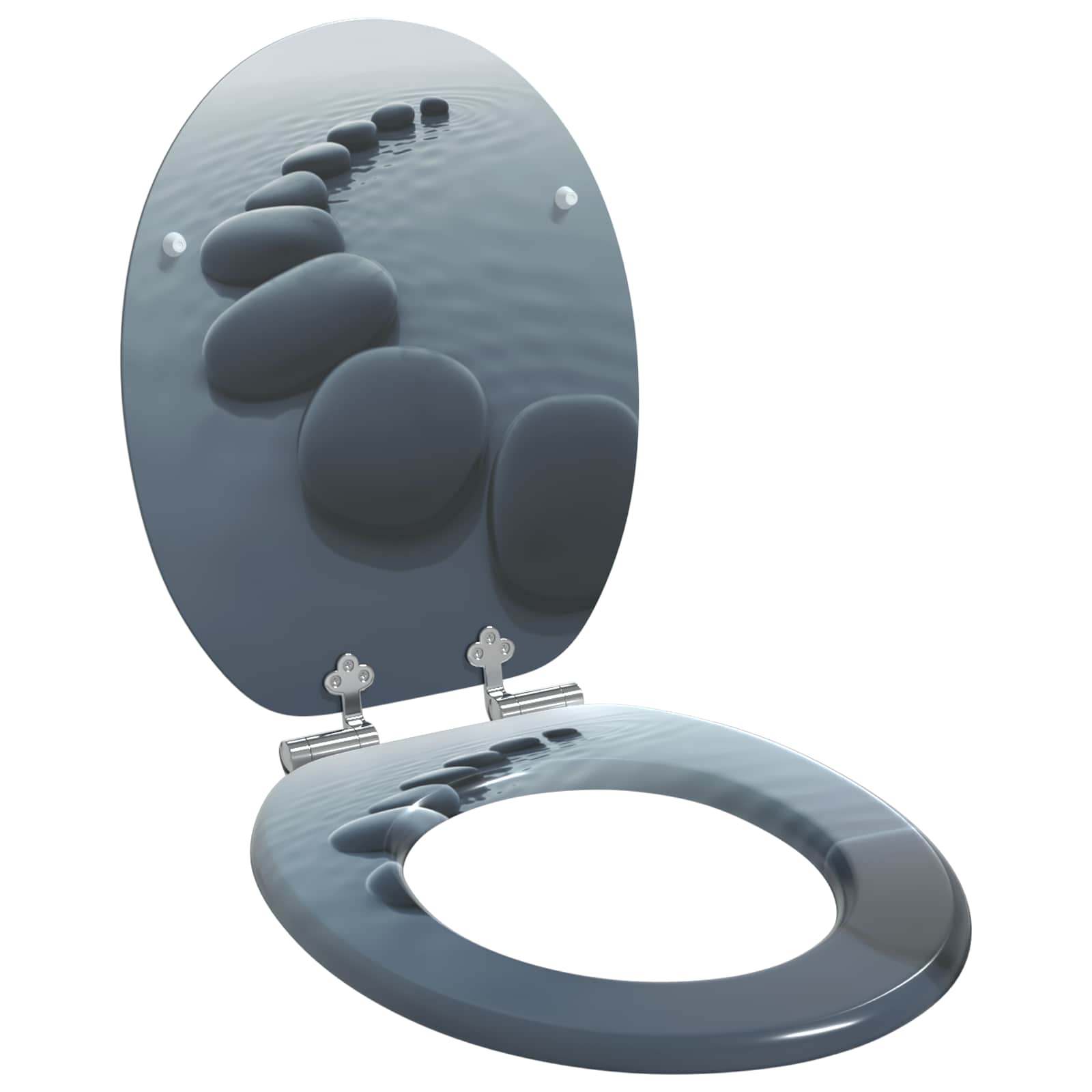 Soft-Close Toilet Seat Grau 44 x 38 cm MDF-Platte