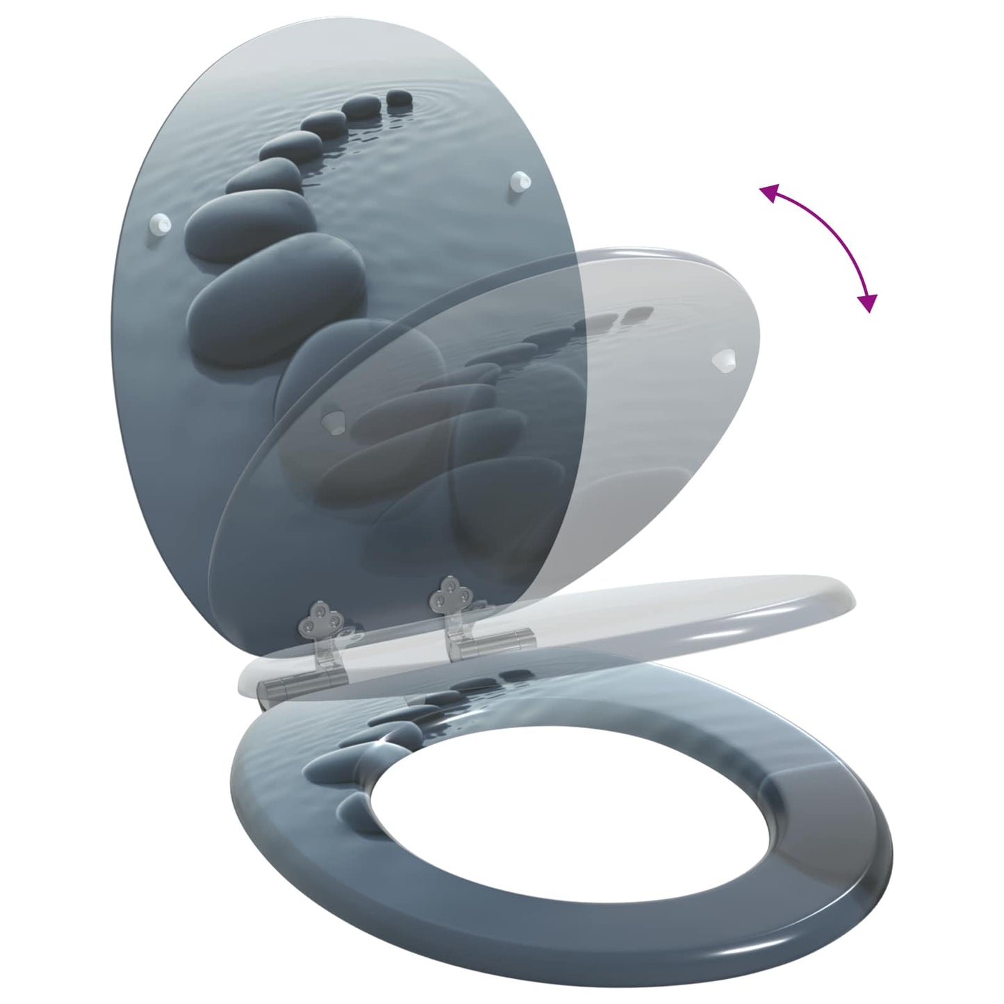 Soft-Close Toilet Seat Grau 44 x 38 cm MDF-Platte