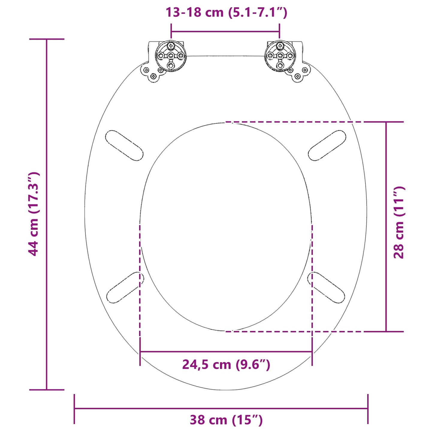 Soft-Close Toilet Seat Grau 44 x 38 cm MDF-Platte