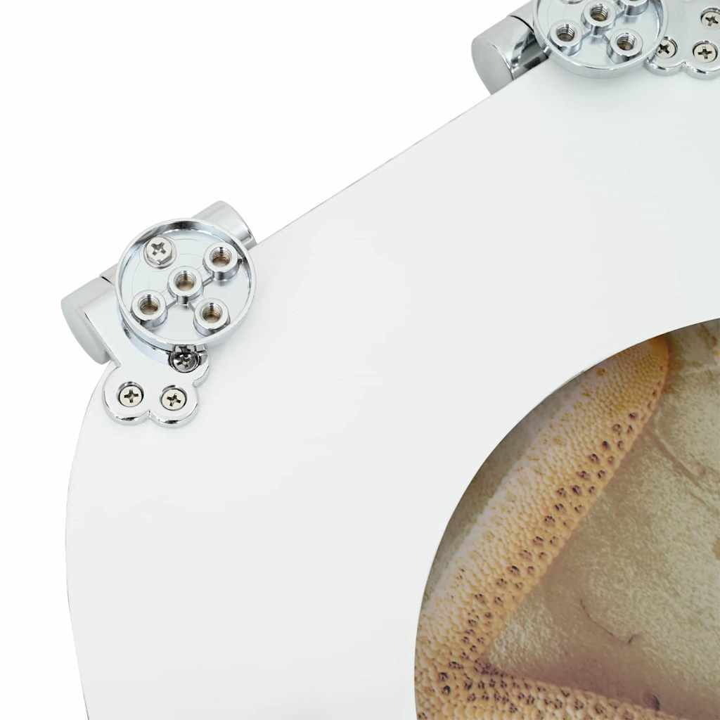 Soft-Close Toilet Seat Gelb und Weiß 44 x 38 cm MDF-Platte