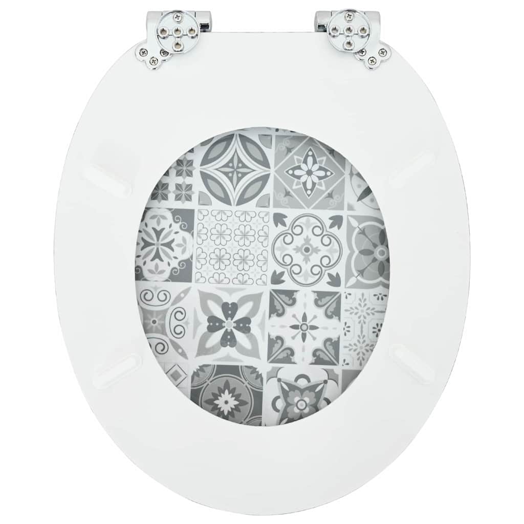 Soft-Close Toilet Seat Blau und Weiß Porzellan 44 x 38 cm
