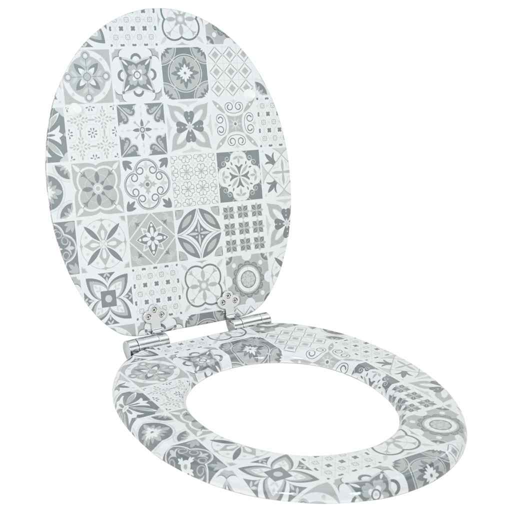 Soft-Close Toilet Seat Blau und Weiß Porzellan 44 x 38 cm