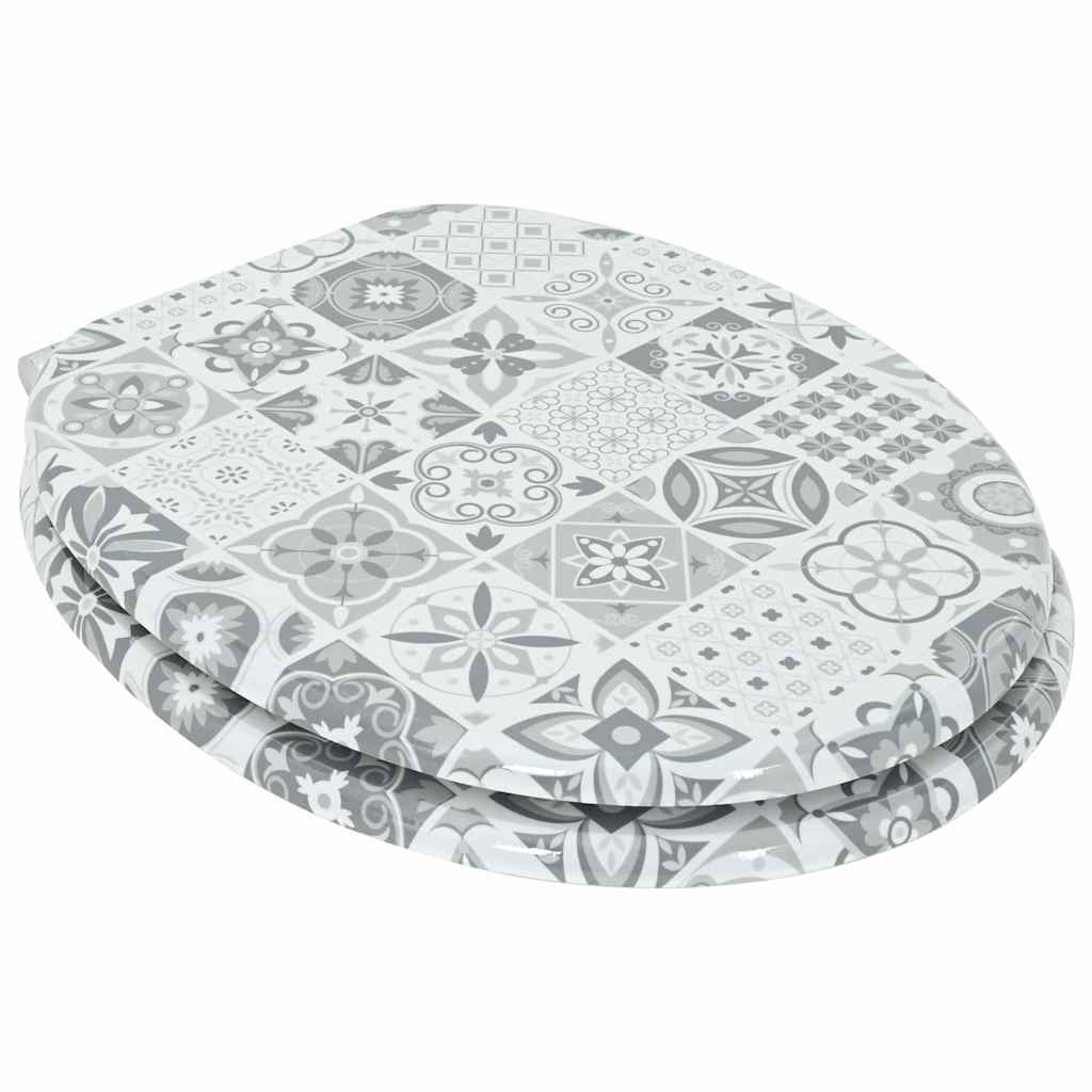 Soft-Close Toilet Seat Blau und Weiß Porzellan 44 x 38 cm