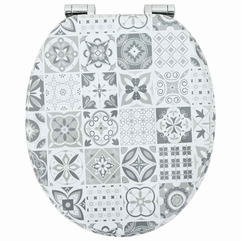 Soft-Close Toilet Seat Blau und Weiß Porzellan 44 x 38 cm