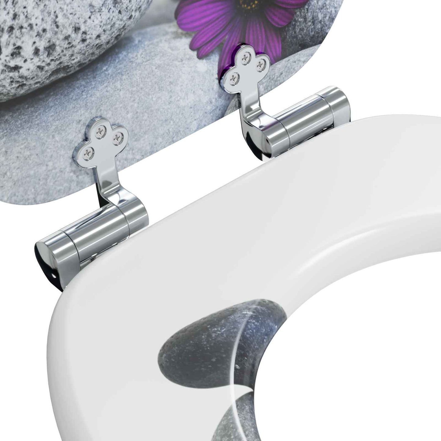 Soft-Close Toilet Seat Grau 44 x 38 cm MDF-Platte