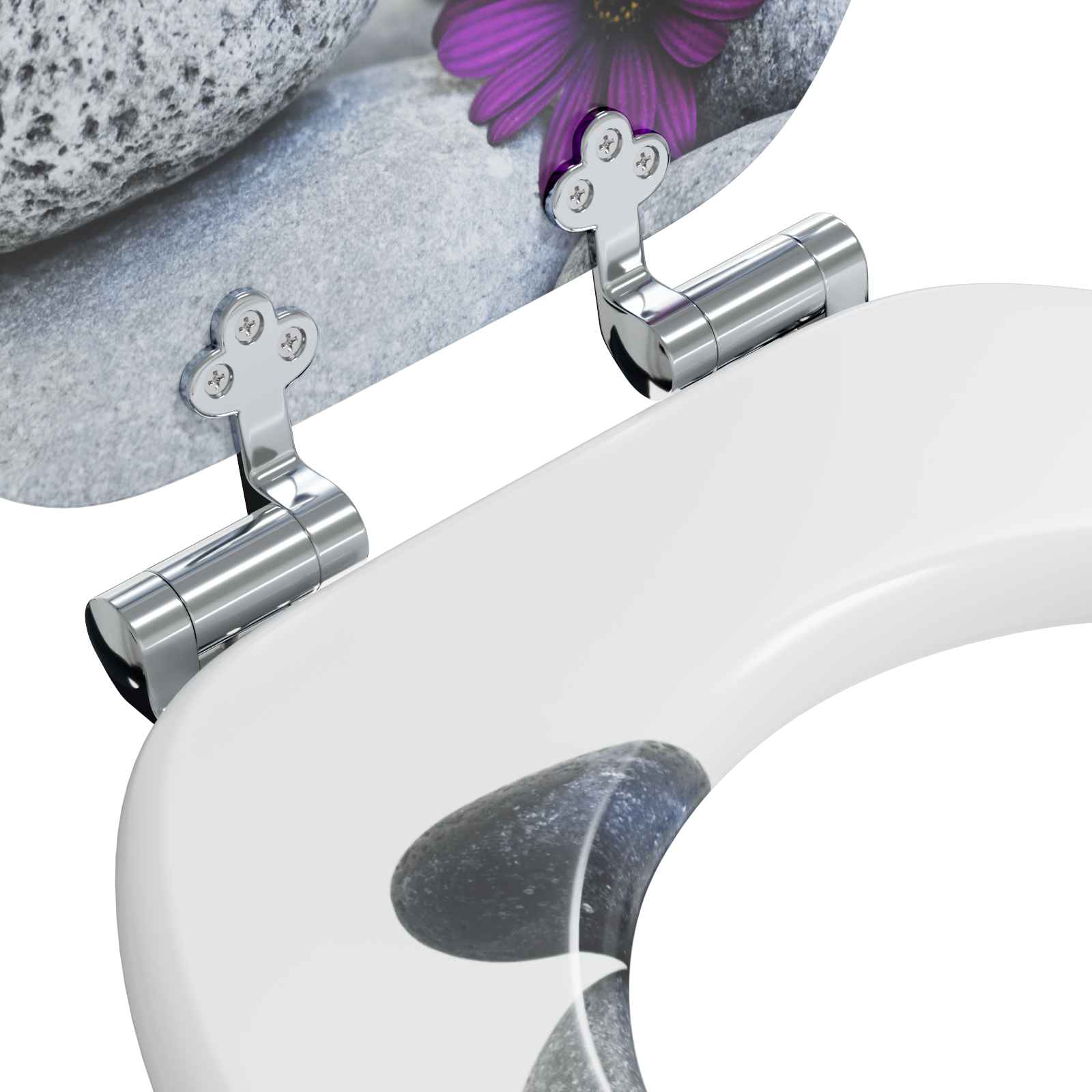 Soft-Close Toilet Seat Grau 44 x 38 cm MDF-Platte