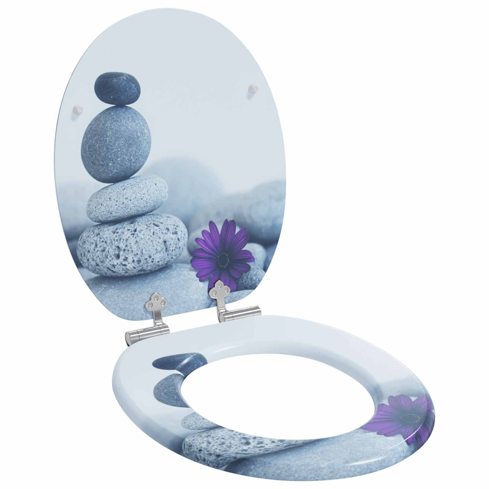 Soft-Close Toilet Seat Grau 44 x 38 cm MDF-Platte