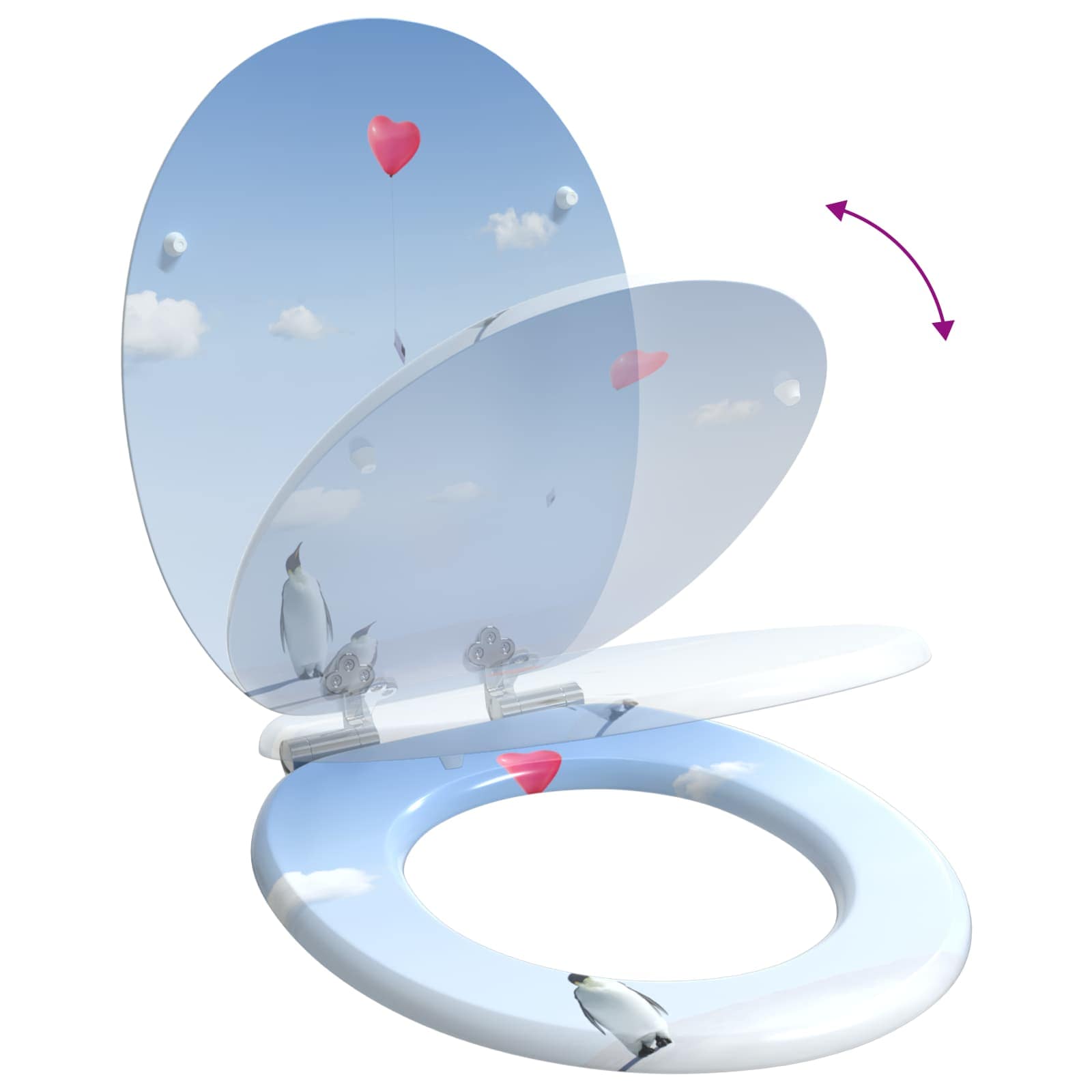 Soft-Close Toilet Seat Blau 44 x 38 cm MDF-Platte