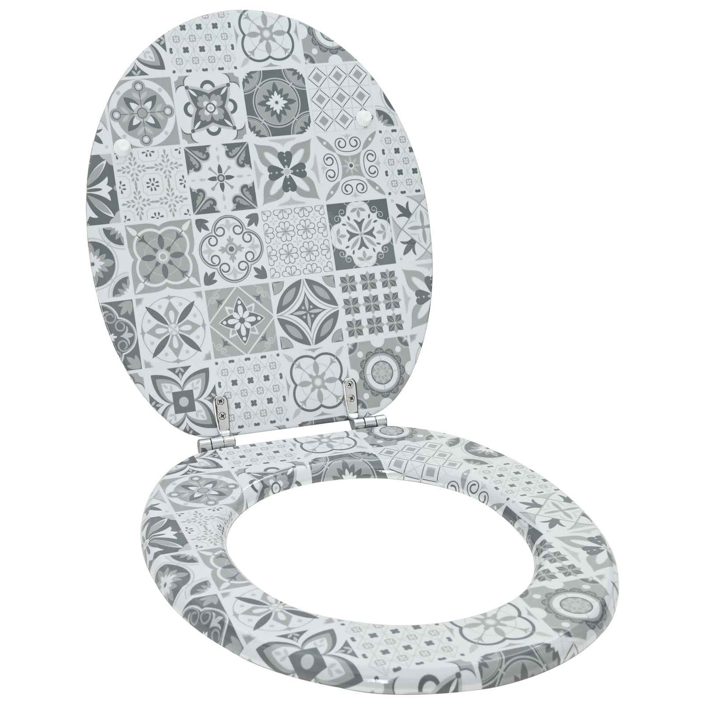Soft-Close Toilet Seat Grau 44 x 38 cm MDF-Platte