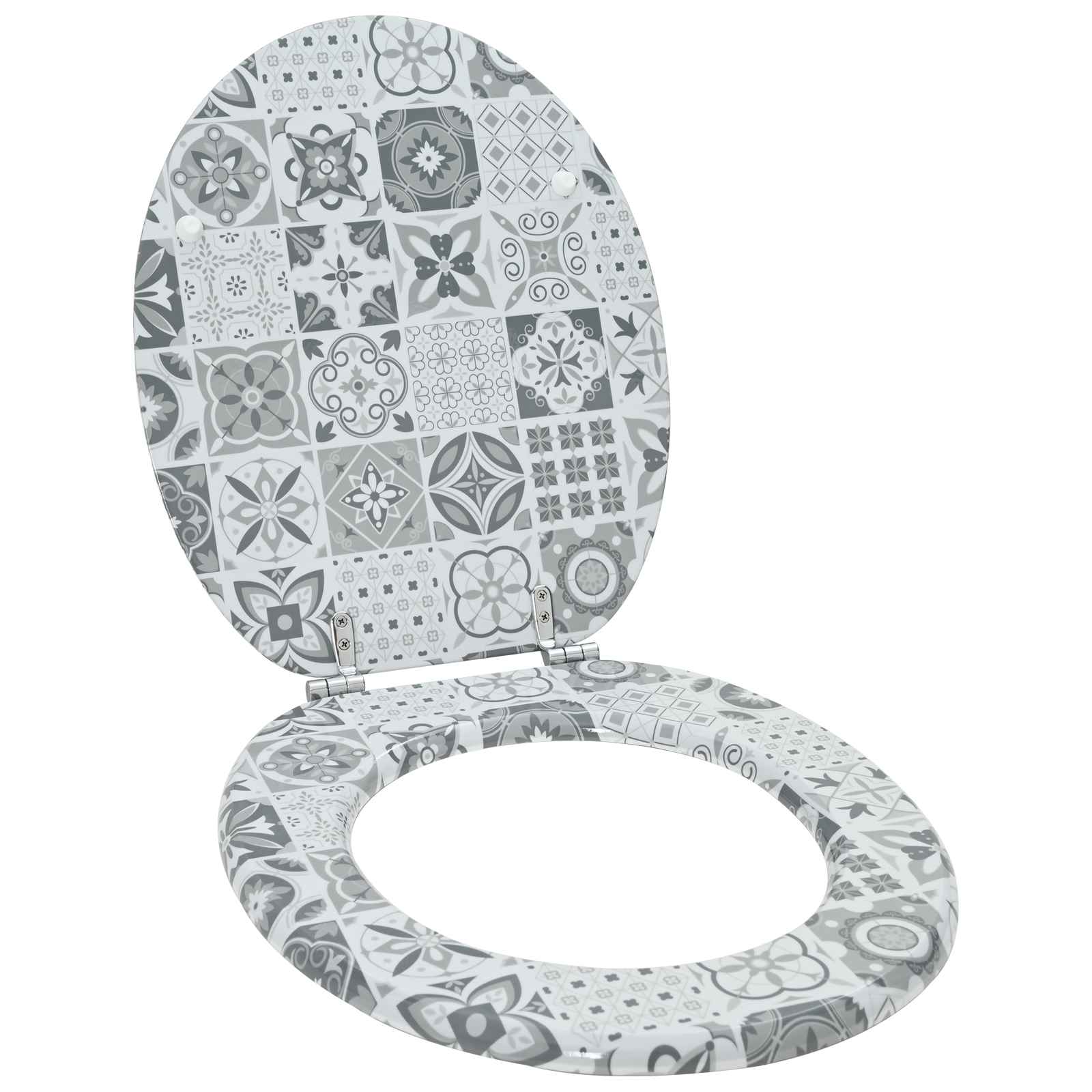 Soft-Close Toilet Seat Grau 44 x 38 cm MDF-Platte