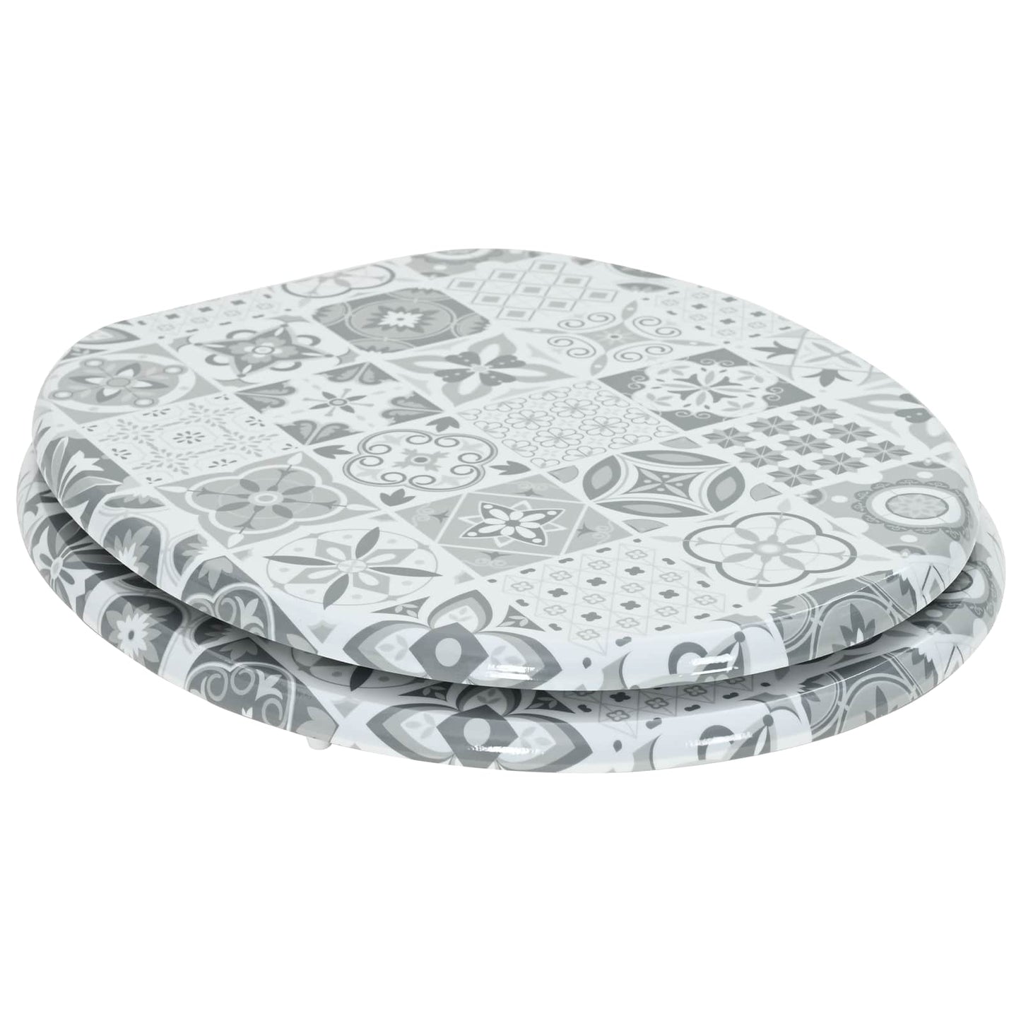Soft-Close Toilet Seat Grau 44 x 38 cm MDF-Platte