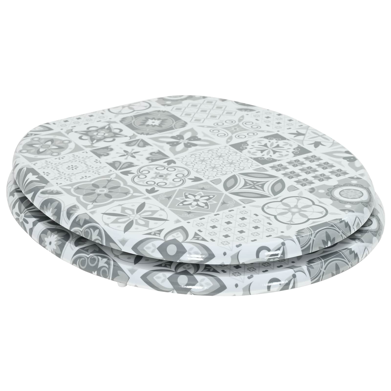 Soft-Close Toilet Seat Grau 44 x 38 cm MDF-Platte
