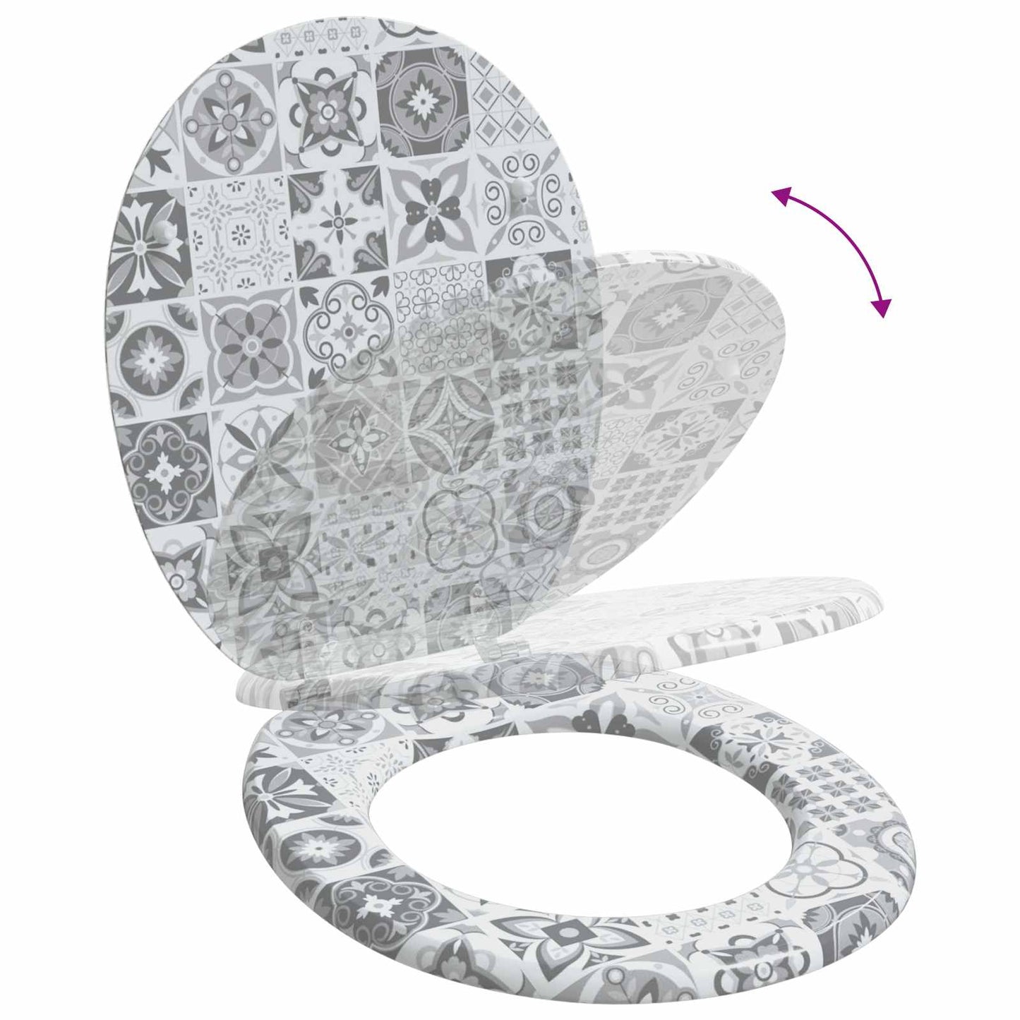 Soft-Close Toilet Seat Grau 44 x 38 cm MDF-Platte