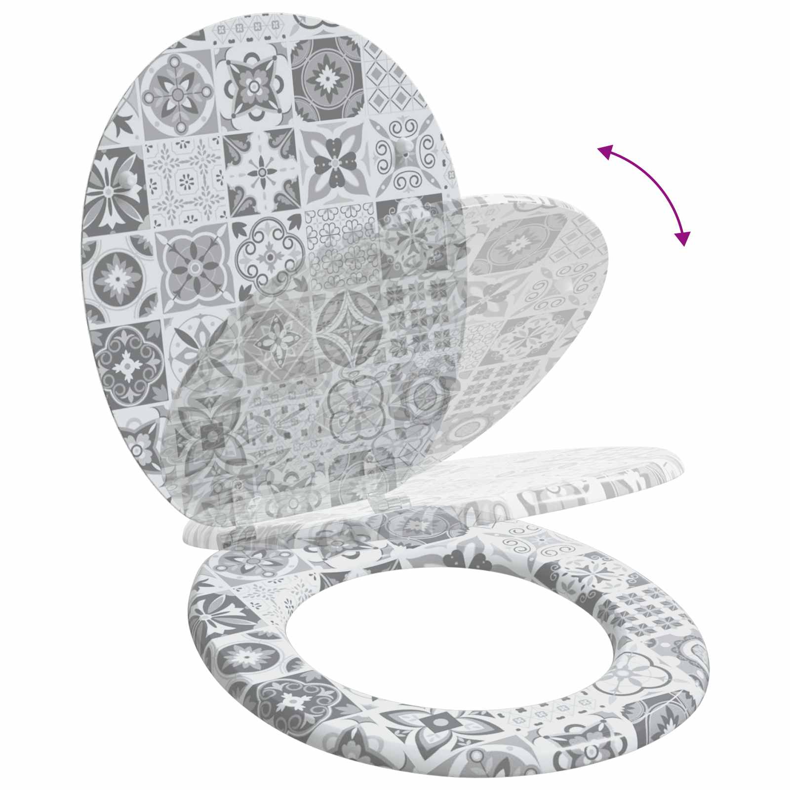 Soft-Close Toilet Seat Grau 44 x 38 cm MDF-Platte