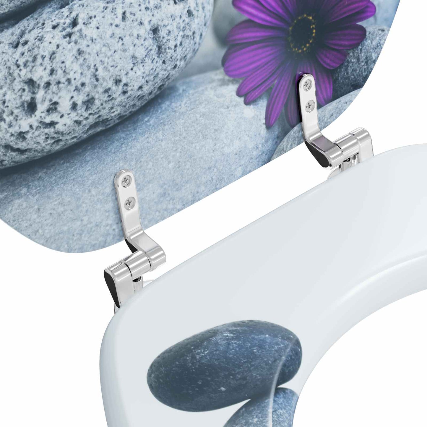 Soft-Close Toilet Seat Grau 44 x 38 cm MDF-Platte