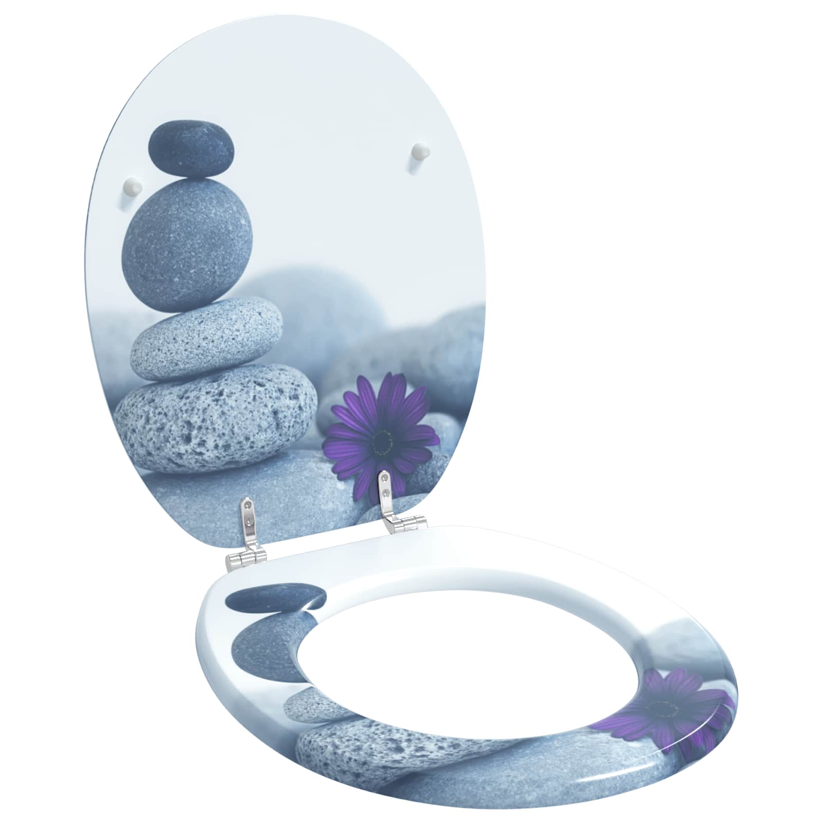 Soft-Close Toilet Seat Grau 44 x 38 cm MDF-Platte