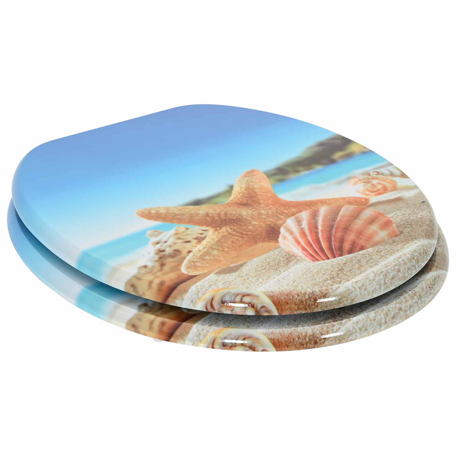 Soft-Close Toilet Seat Himmelblau 44 x 38 cm MDF-Platte