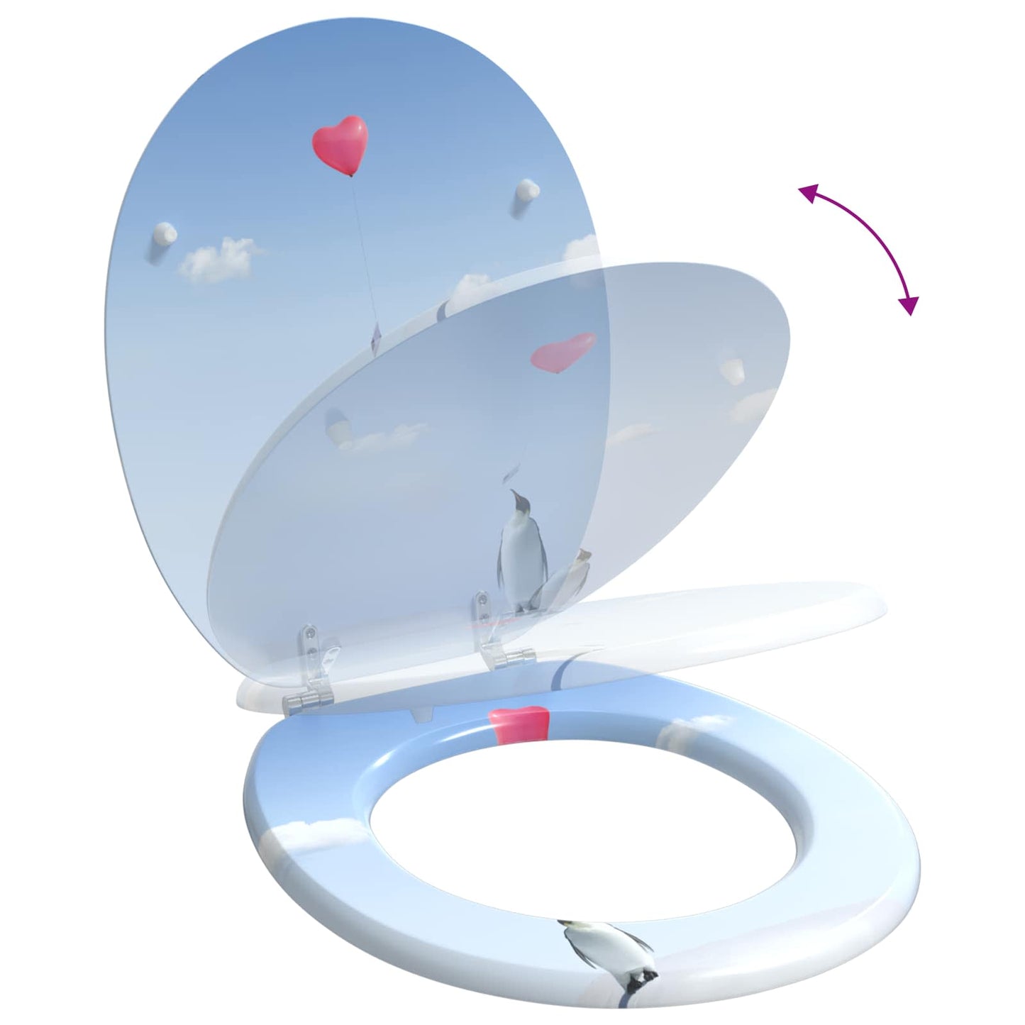 Soft-Close Toilet Seat Blau 44 x 38 cm MDF-Platte
