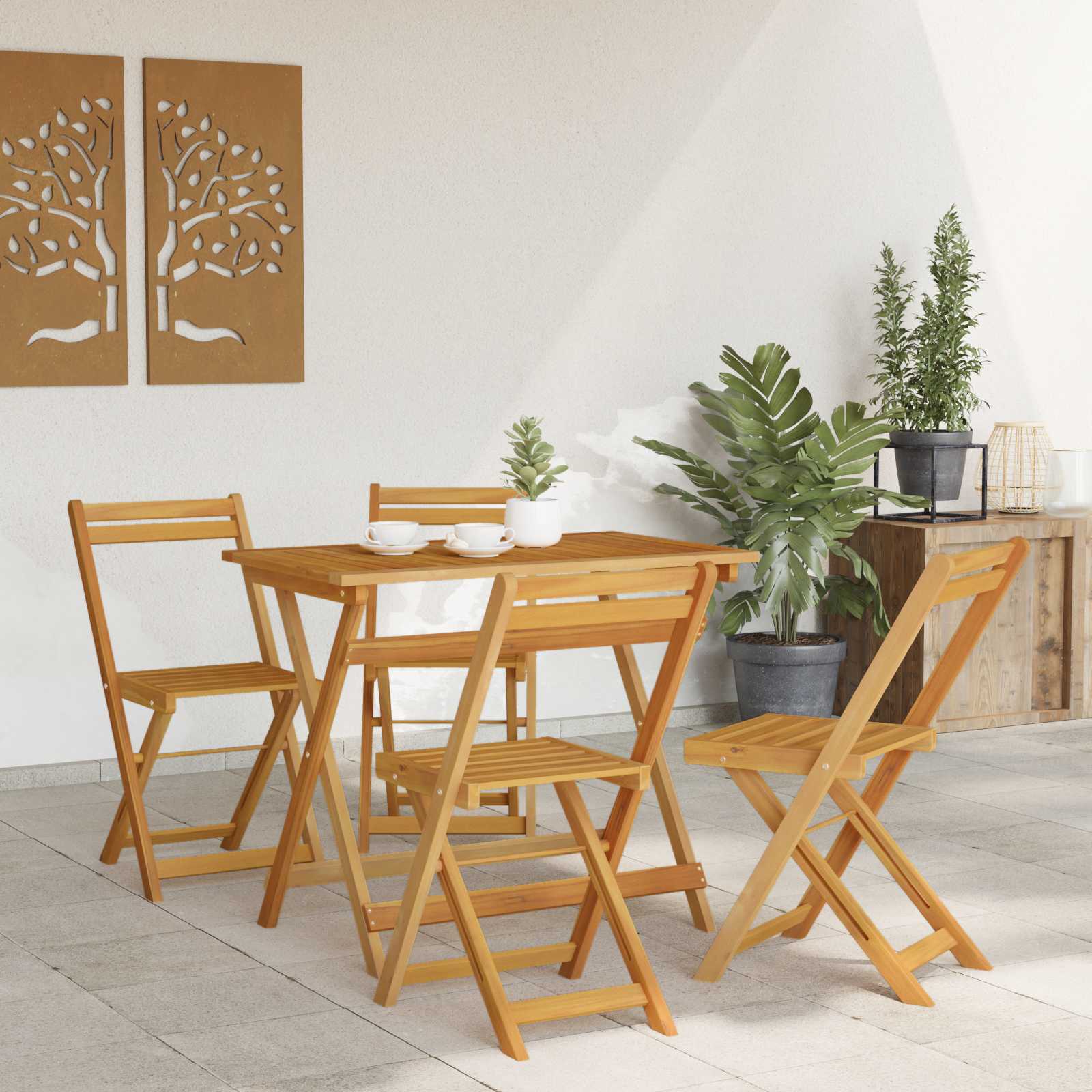 Klappbare Gartenstühle 4 Stk. Natur Massivholz Akazie