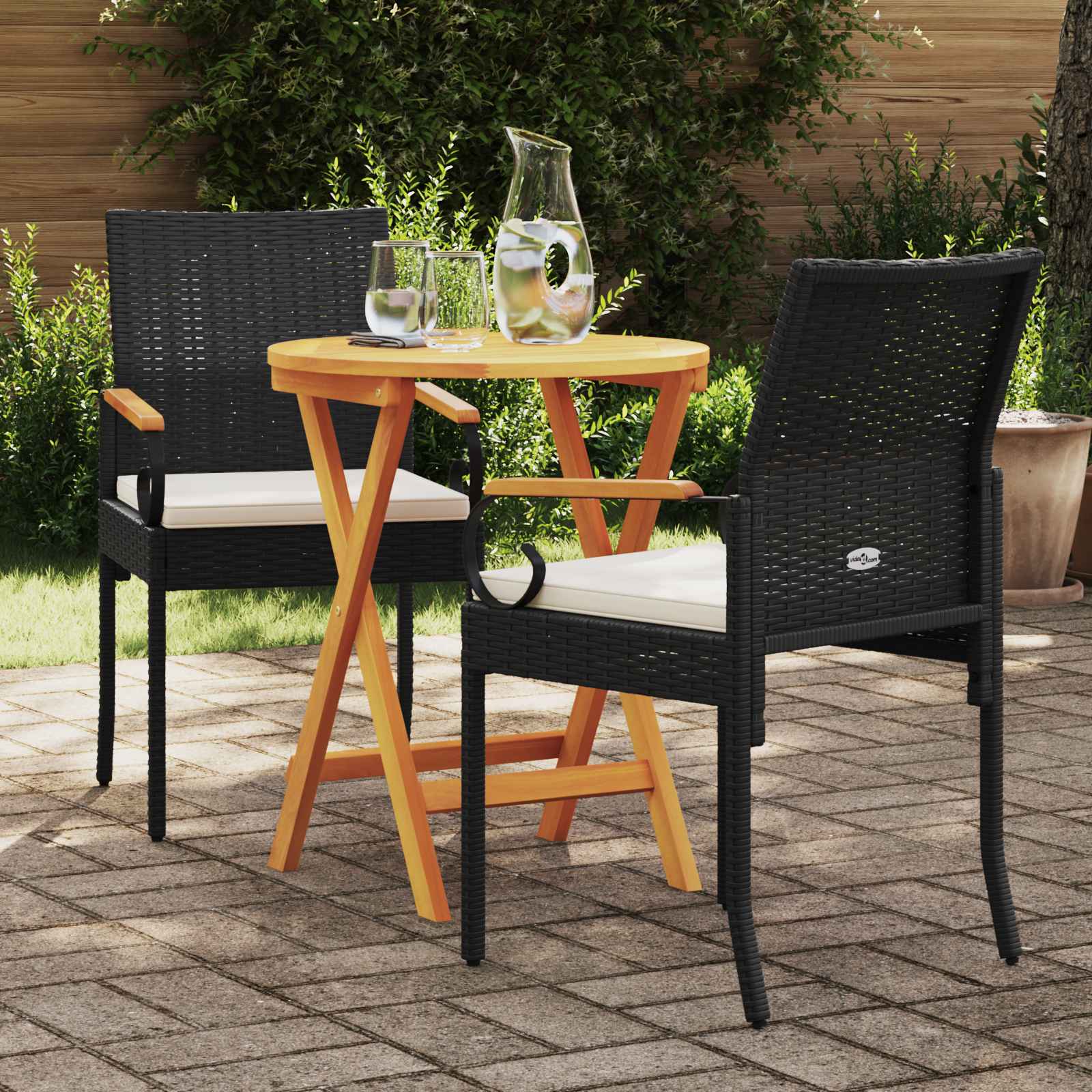 Gartenstühle 2 Stk. Schwarz und Cremeweiß