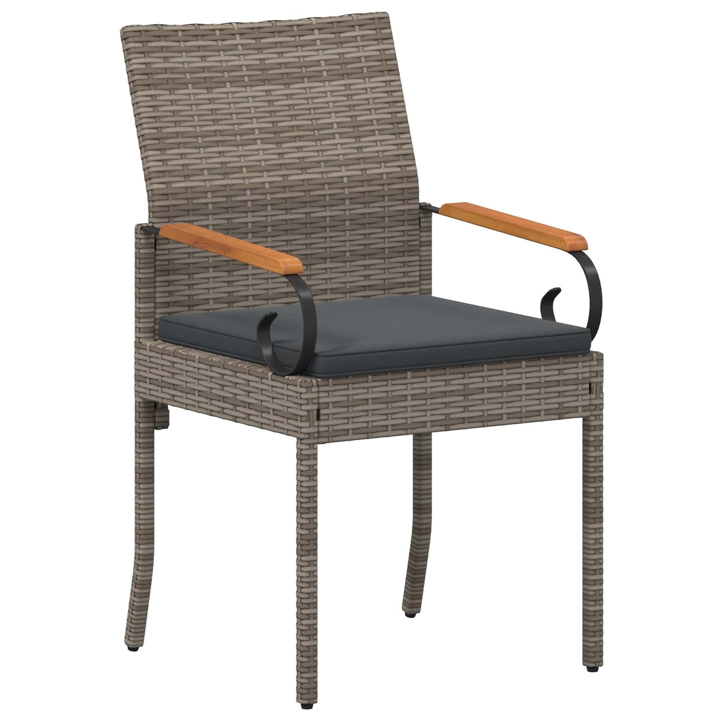 Gartenstühle 2 Stk. Grau und Dunkelgrau Poly-Rattan und Akazie