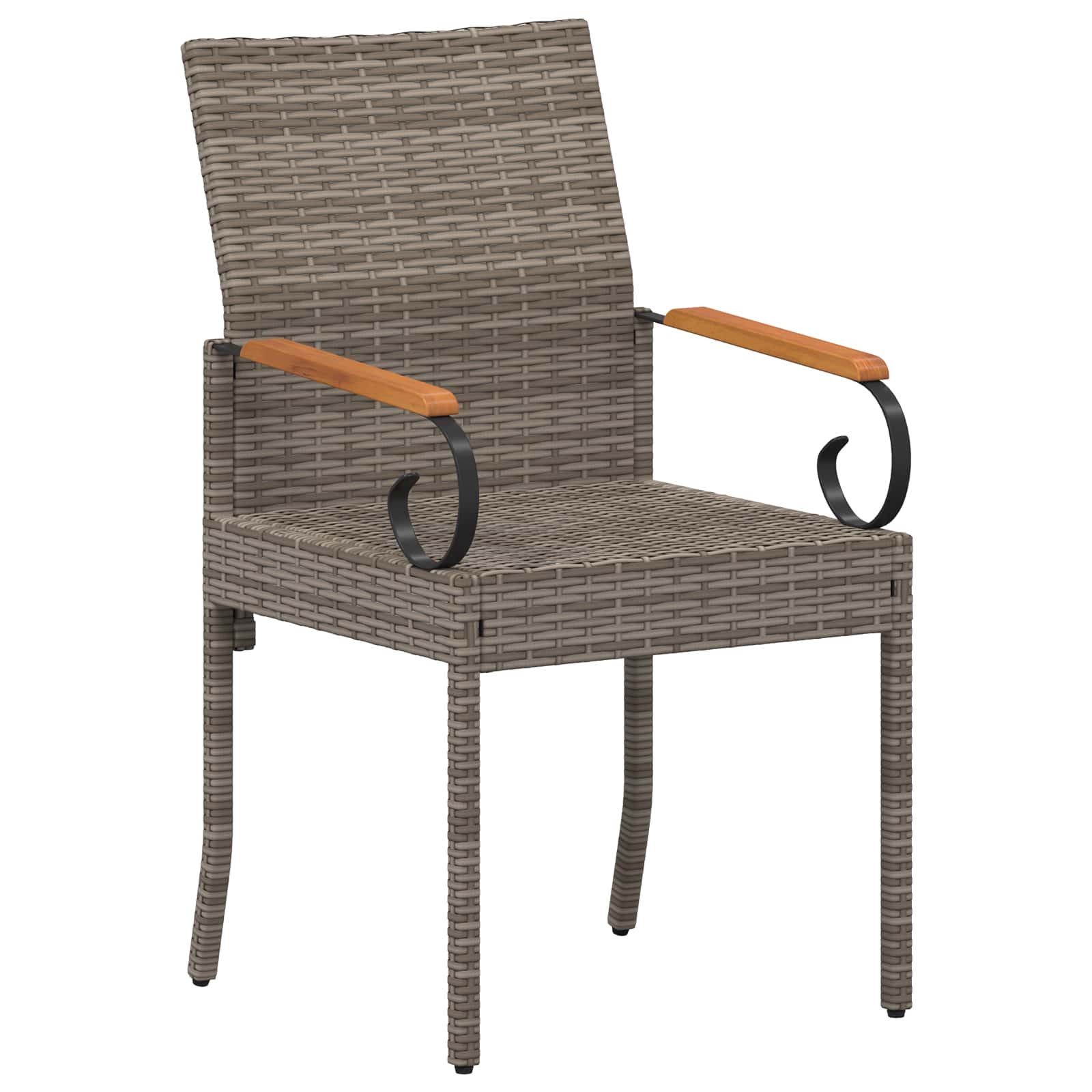Gartenstühle 2 Stk. Grau und Dunkelgrau Poly-Rattan und Akazie