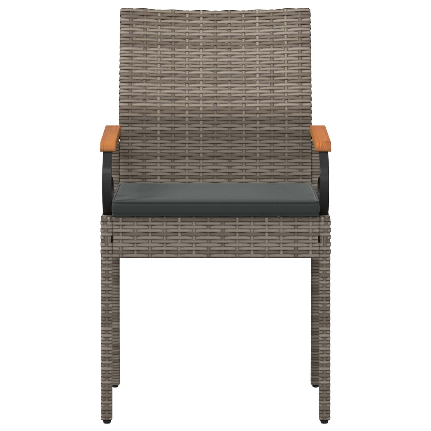 Gartenstühle 2 Stk. Grau und Dunkelgrau Poly-Rattan und Akazie