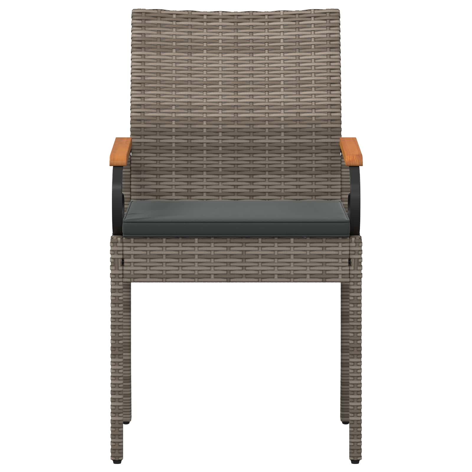 Gartenstühle 2 Stk. Grau und Dunkelgrau Poly-Rattan und Akazie