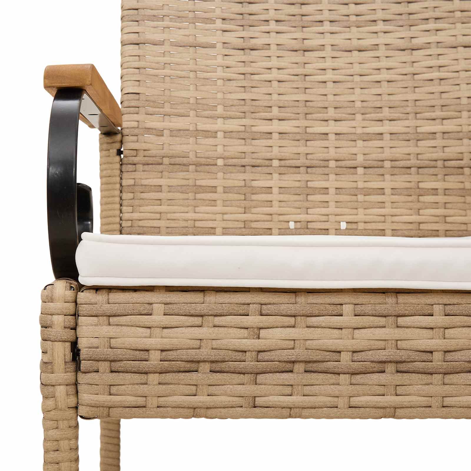 Gartenstühle 2 Stk. Beige und Cremeweiß Poly-Rattan und Akazie