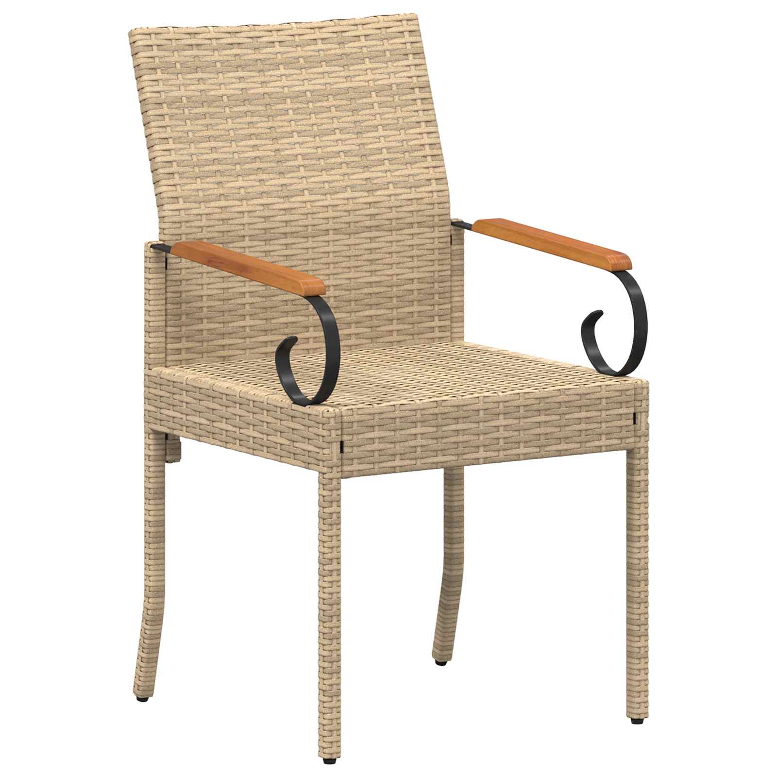 Gartenstühle 2 Stk. Beige und Cremeweiß Poly-Rattan und Akazie