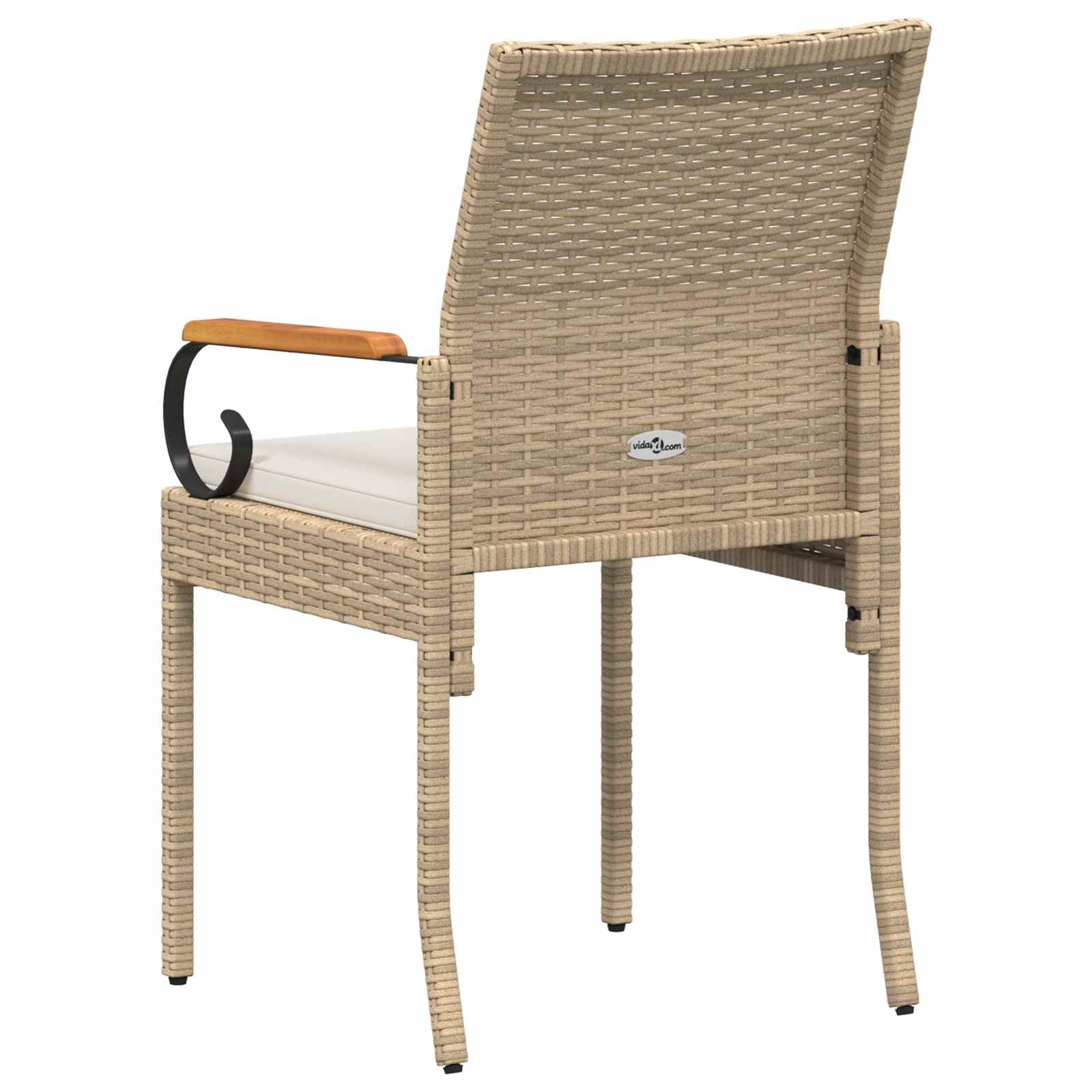 Gartenstühle 2 Stk. Beige und Cremeweiß Poly-Rattan und Akazie