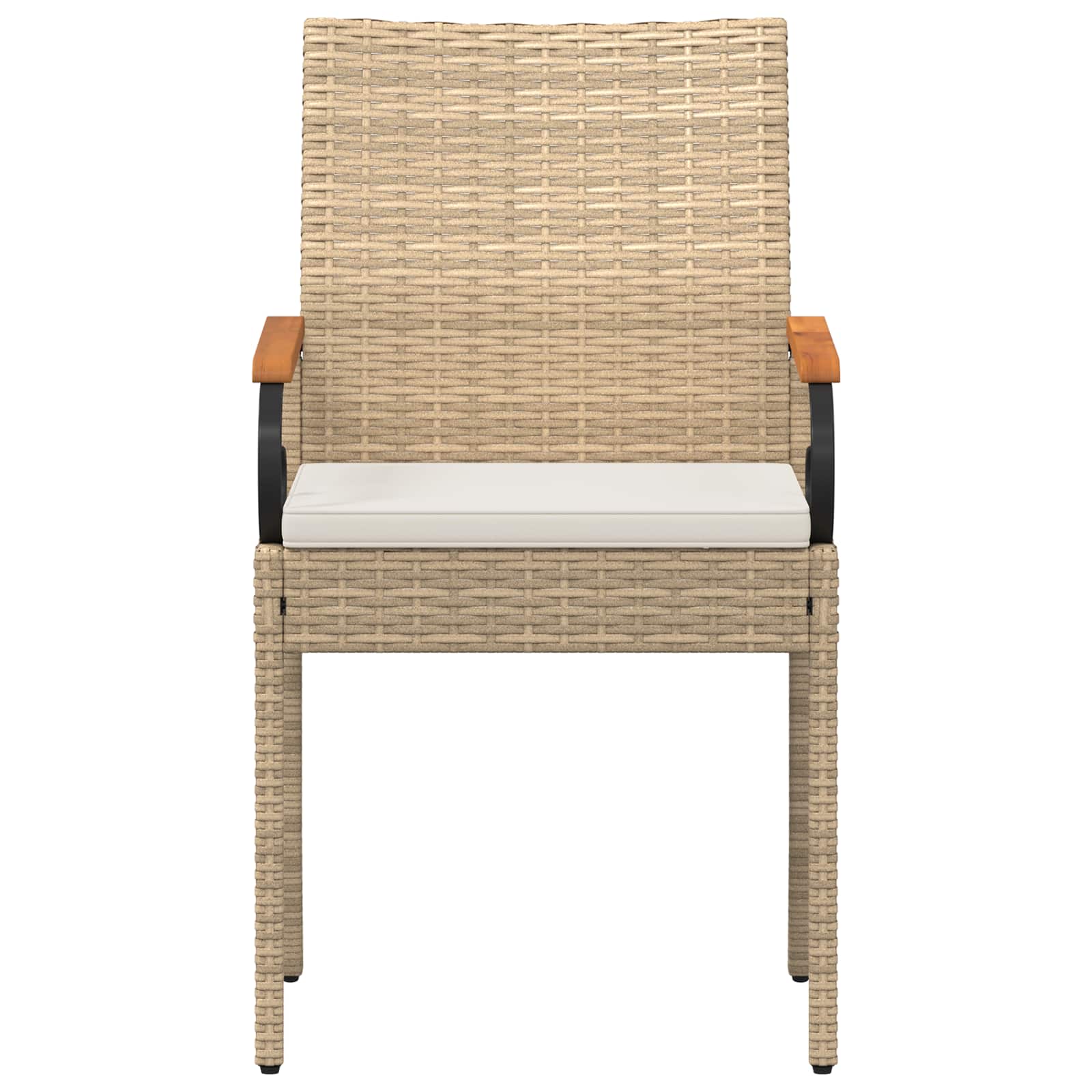 Gartenstühle 2 Stk. Beige und Cremeweiß Poly-Rattan und Akazie