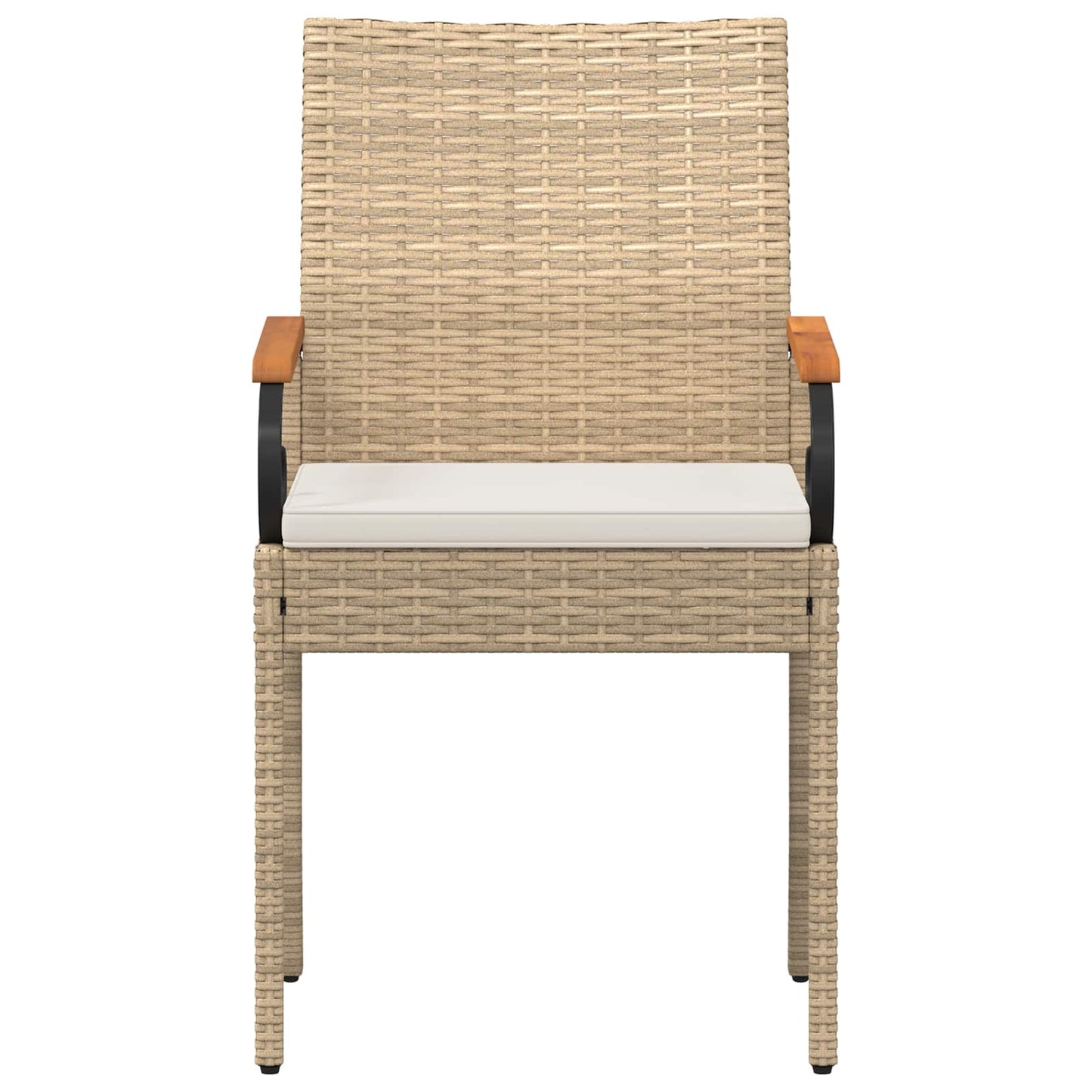 Gartenstühle 2 stk. Beige und Cremeweiß Poly-Rattan und Akazie