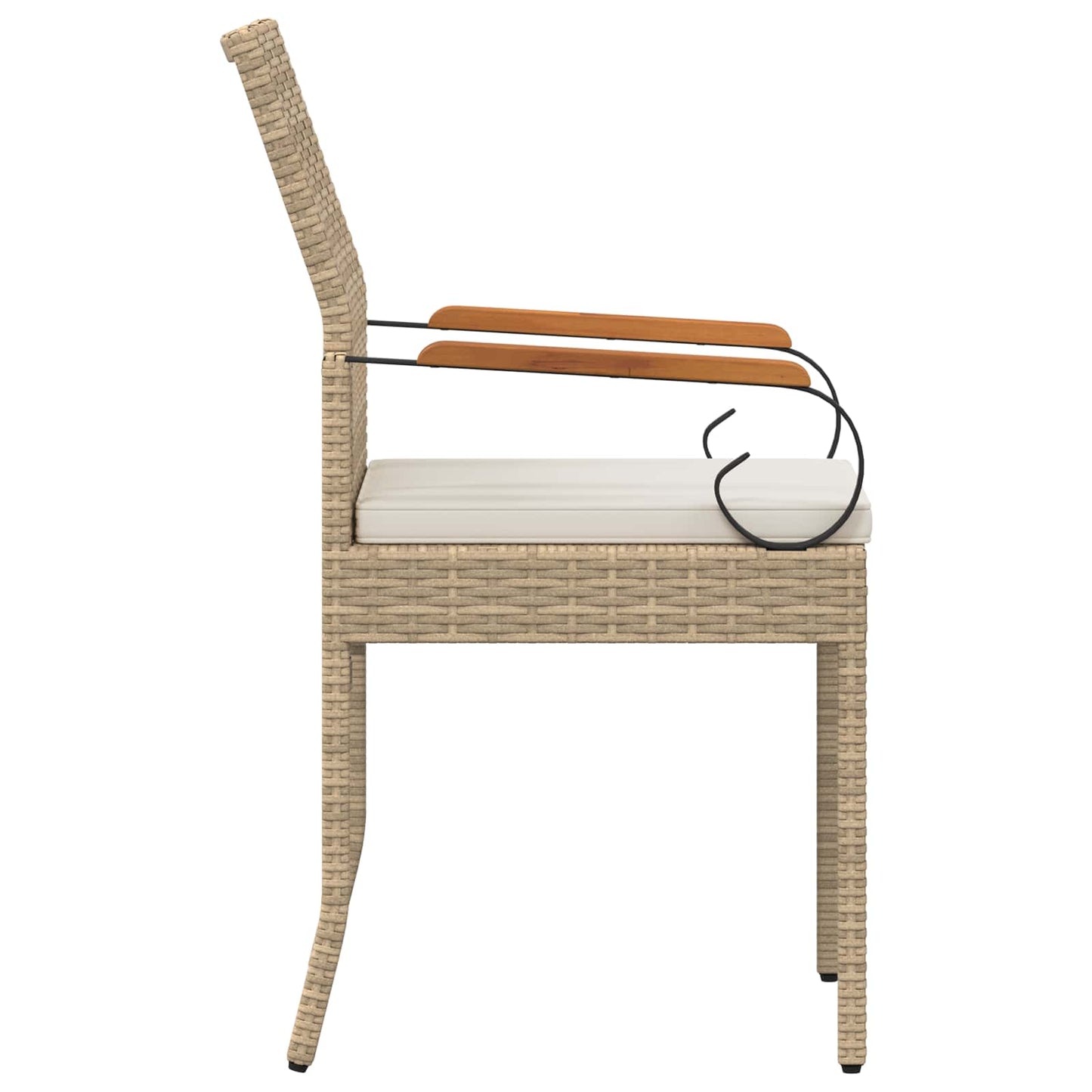 Gartenstühle 2 Stk. Beige und Cremeweiß Poly-Rattan und Akazie