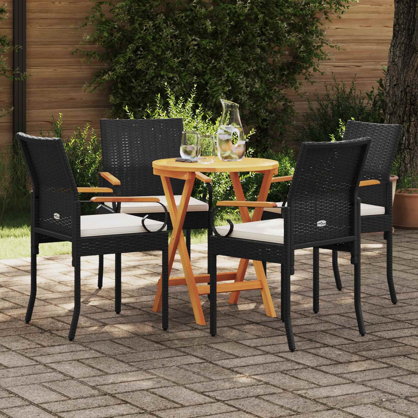 Gartenstühle 4 Stk. Schwarz und Cremeweiß