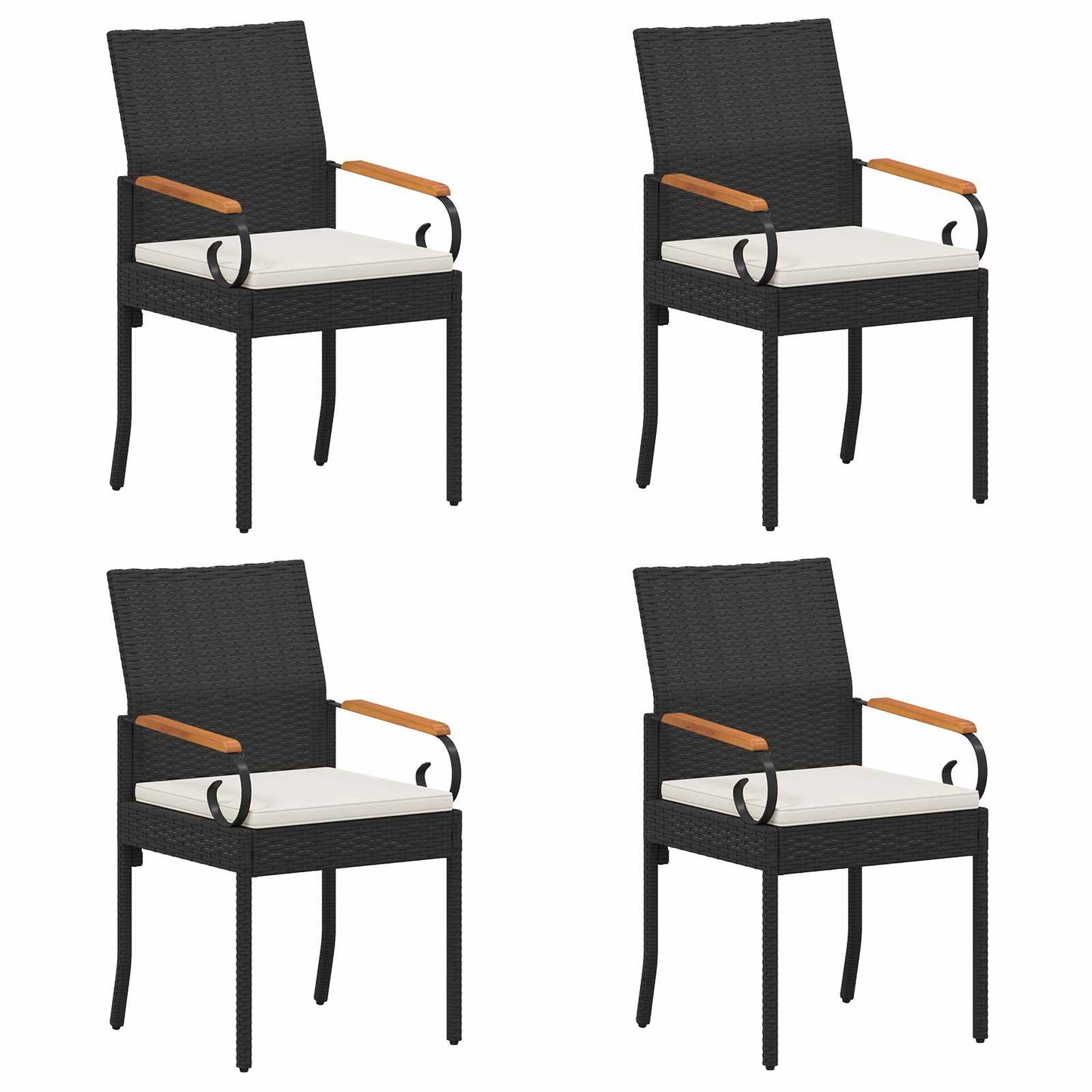 Gartenstühle 4 stk. Schwarz und Cremeweiß