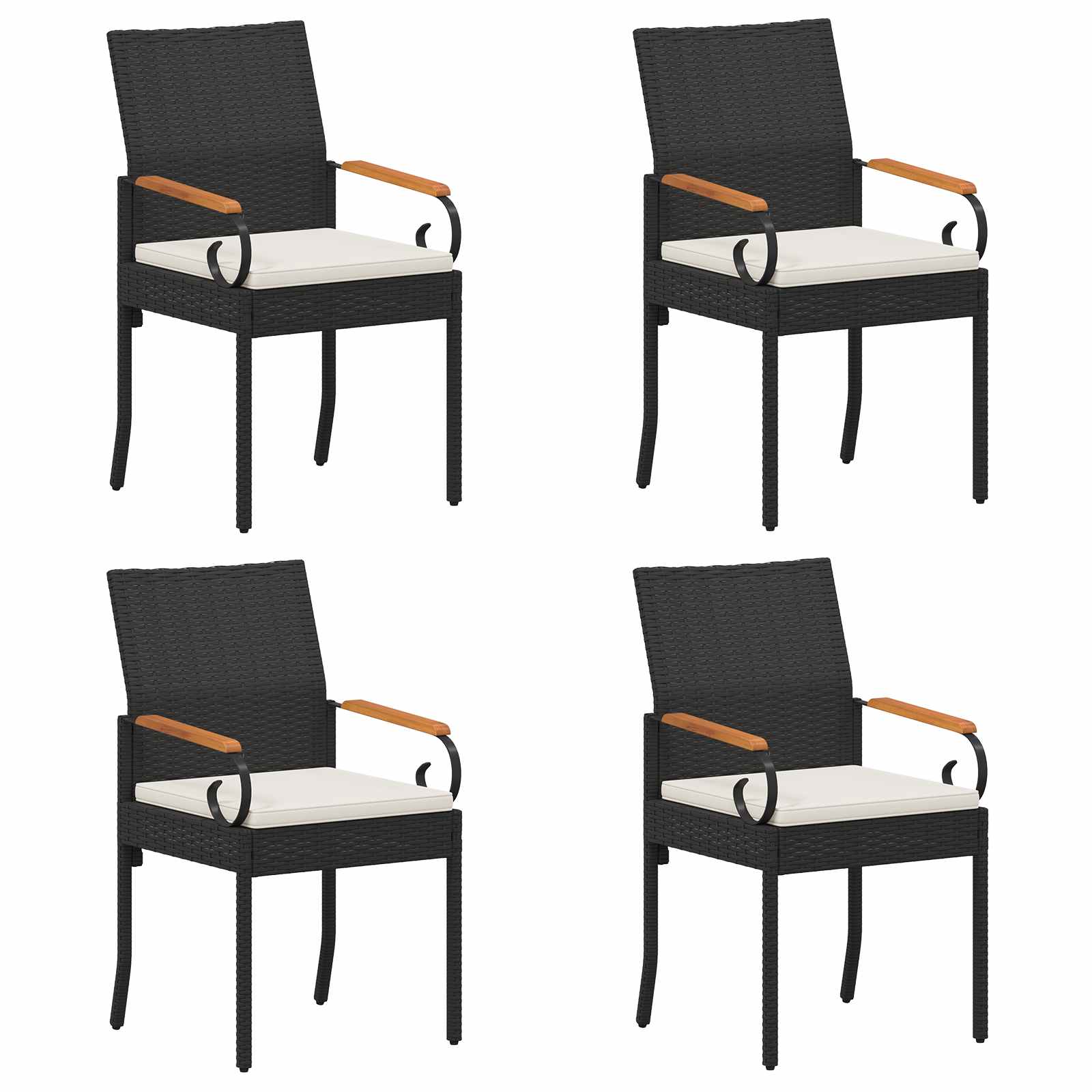 Gartenstühle 4 stk. Schwarz und Cremeweiß