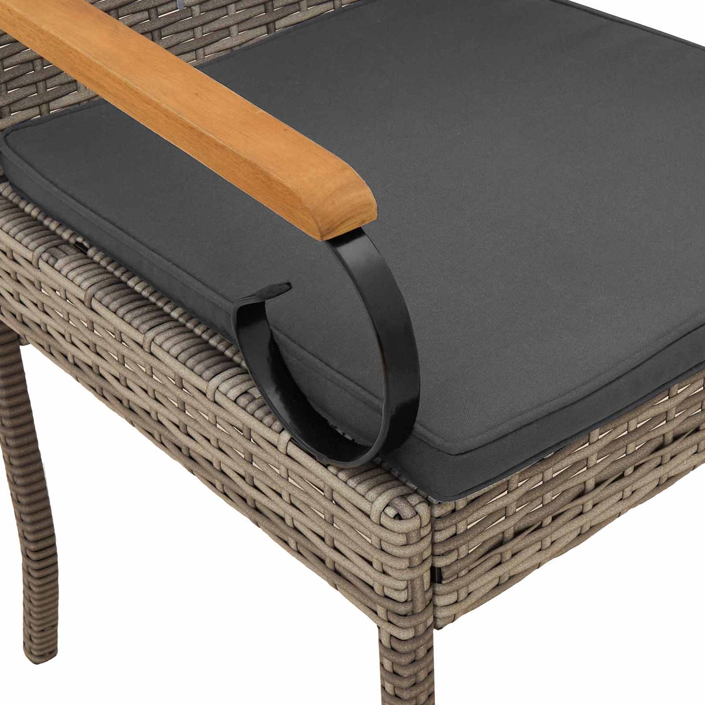 Gartenstühle 4 Stk. Grau und Dunkelgrau Poly-Rattan und Akazie