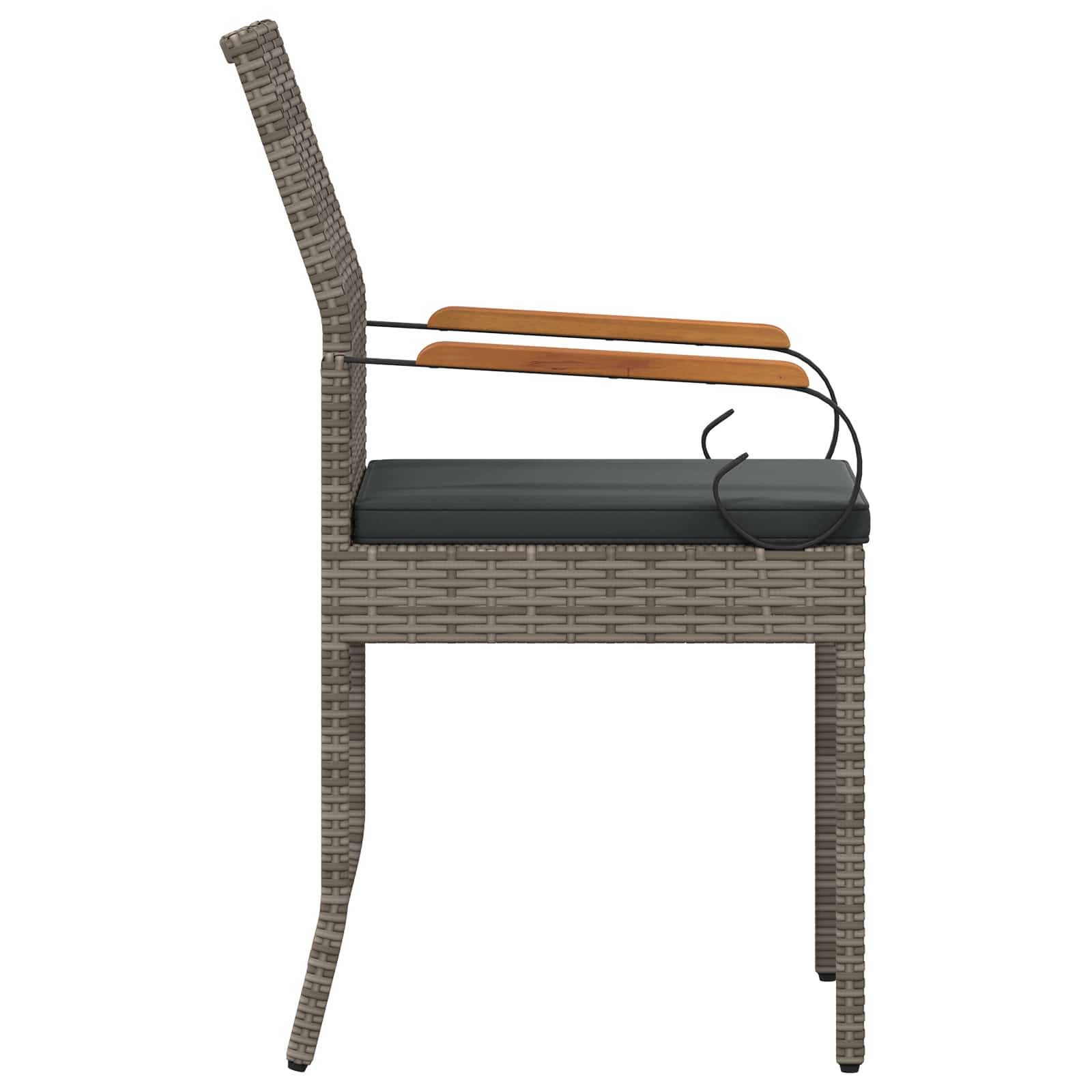 Gartenstühle 4 Stk. Grau und Dunkelgrau Poly-Rattan und Akazie
