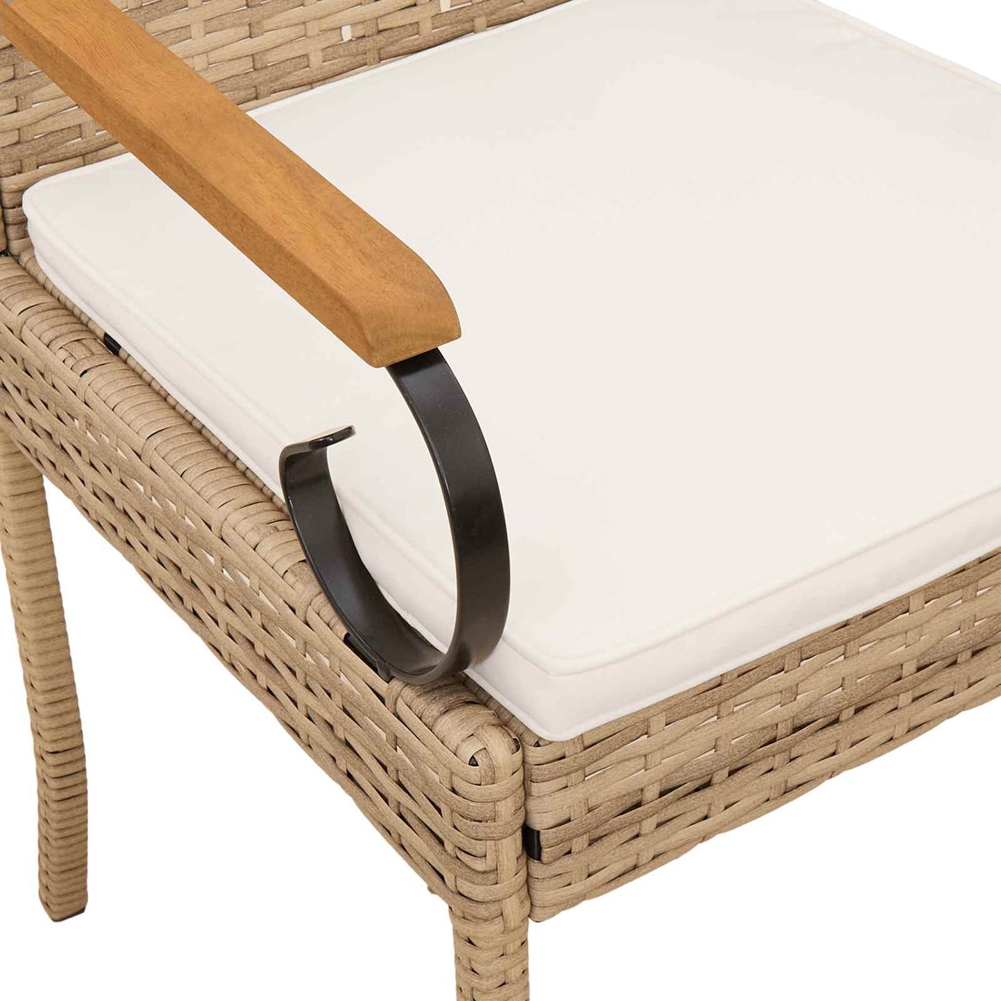 Gartenstühle 4 Stk. Beige und Cremeweiß Poly-Rattan und Akazie