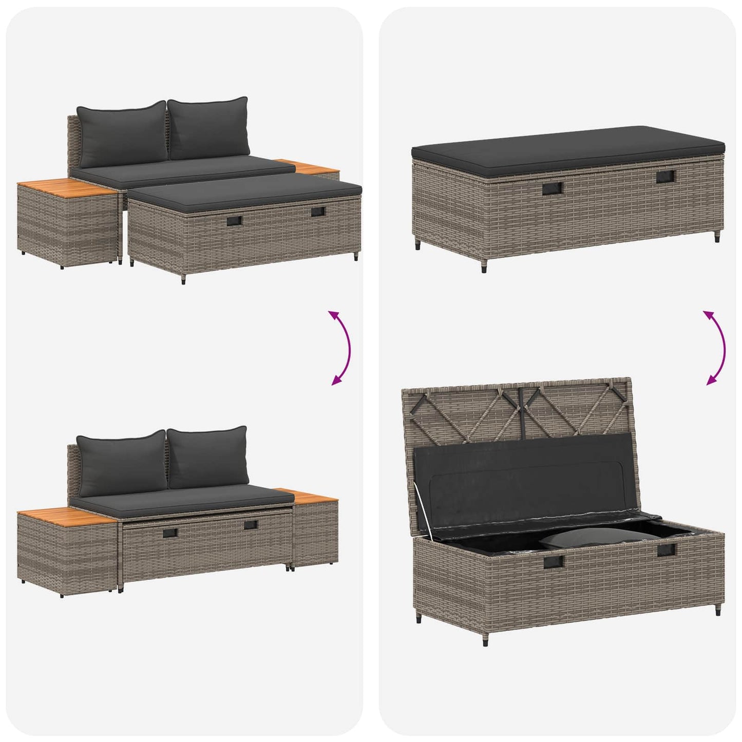 Outdoor-Sofagarnitur 4 -Seater 4 Stk. 55 x 30 x 39 cm