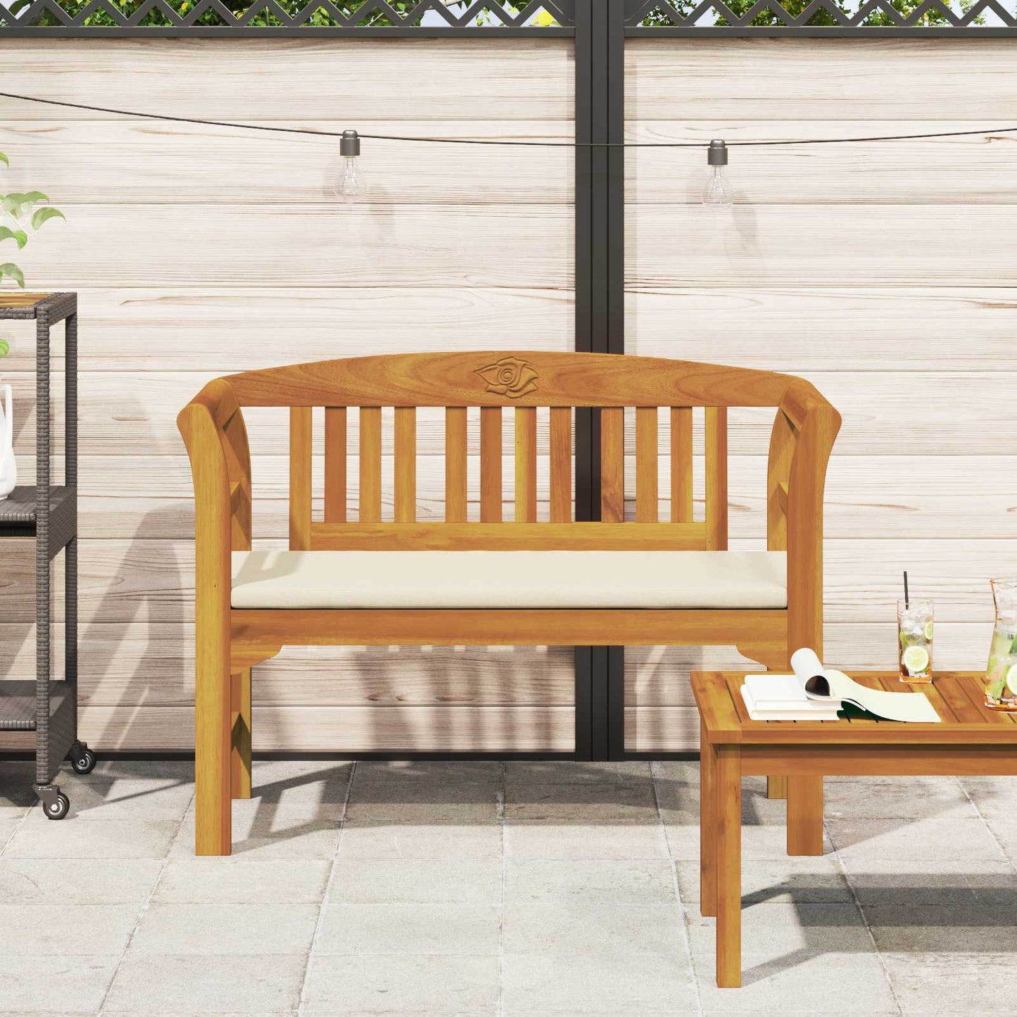 Rosenbank Cremeweiß 114 x 46 x 82,5 cm Massivholz Akazie
